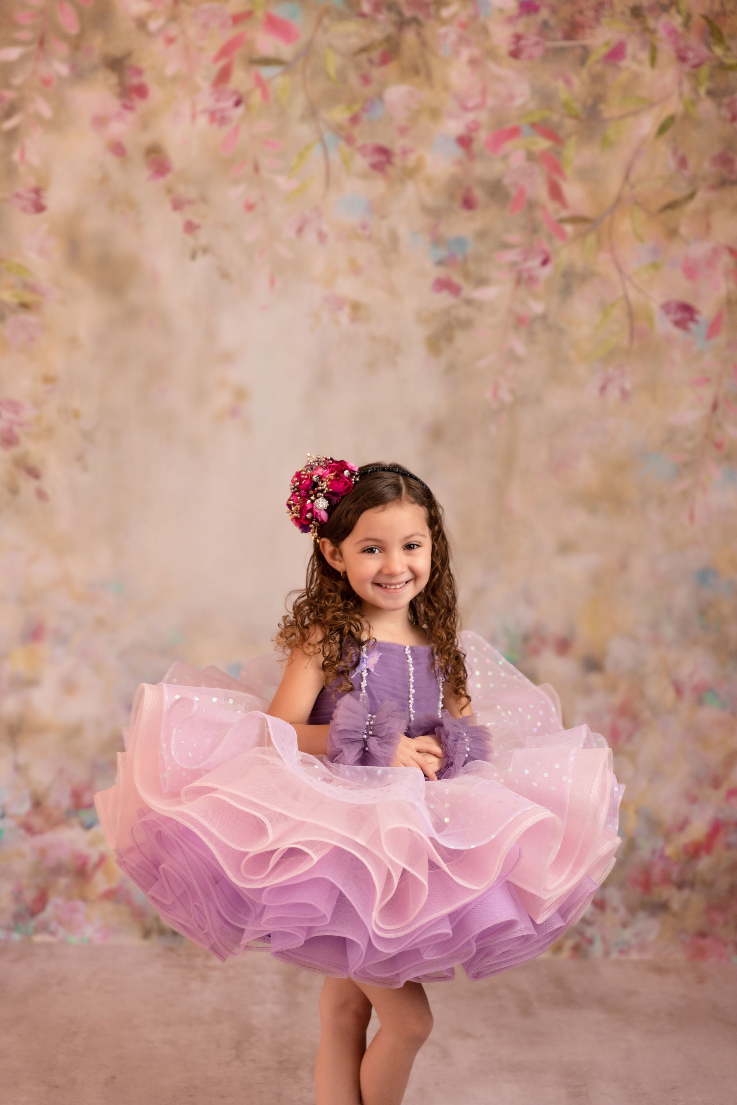 Lavender Butterfly Confetti - Petal Length Dress (3 Year-Petite 5 Year)