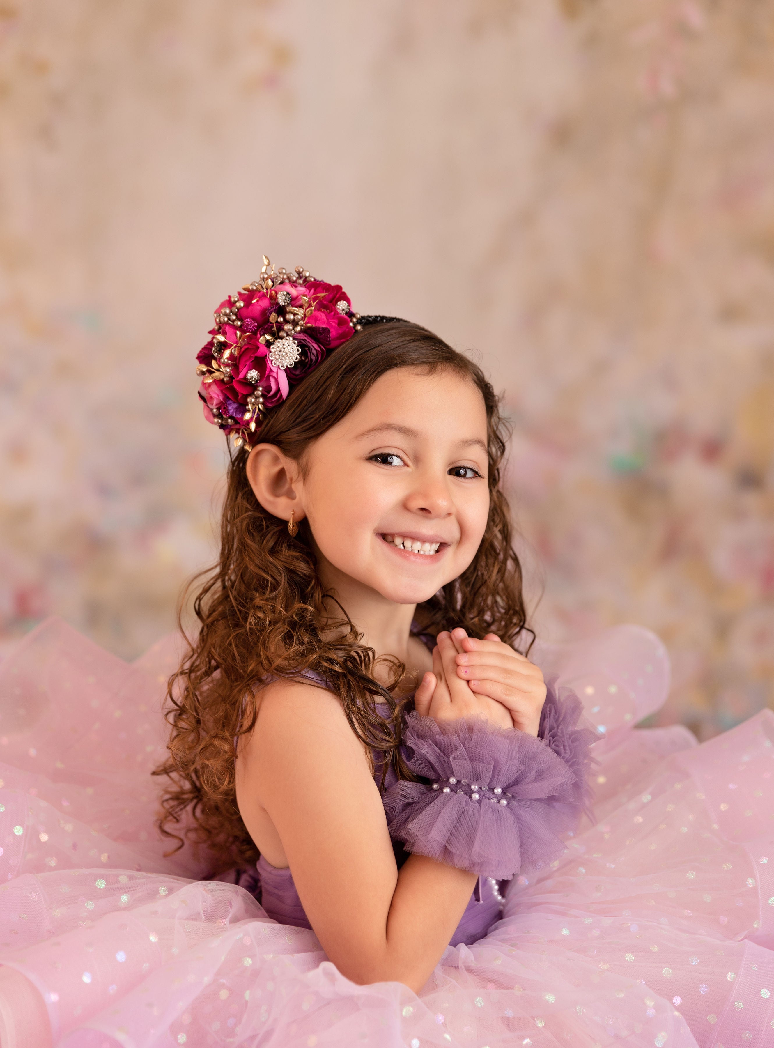 Lavender Butterfly Confetti - Petal Length Dress (3 Year-Petite 5 Year)