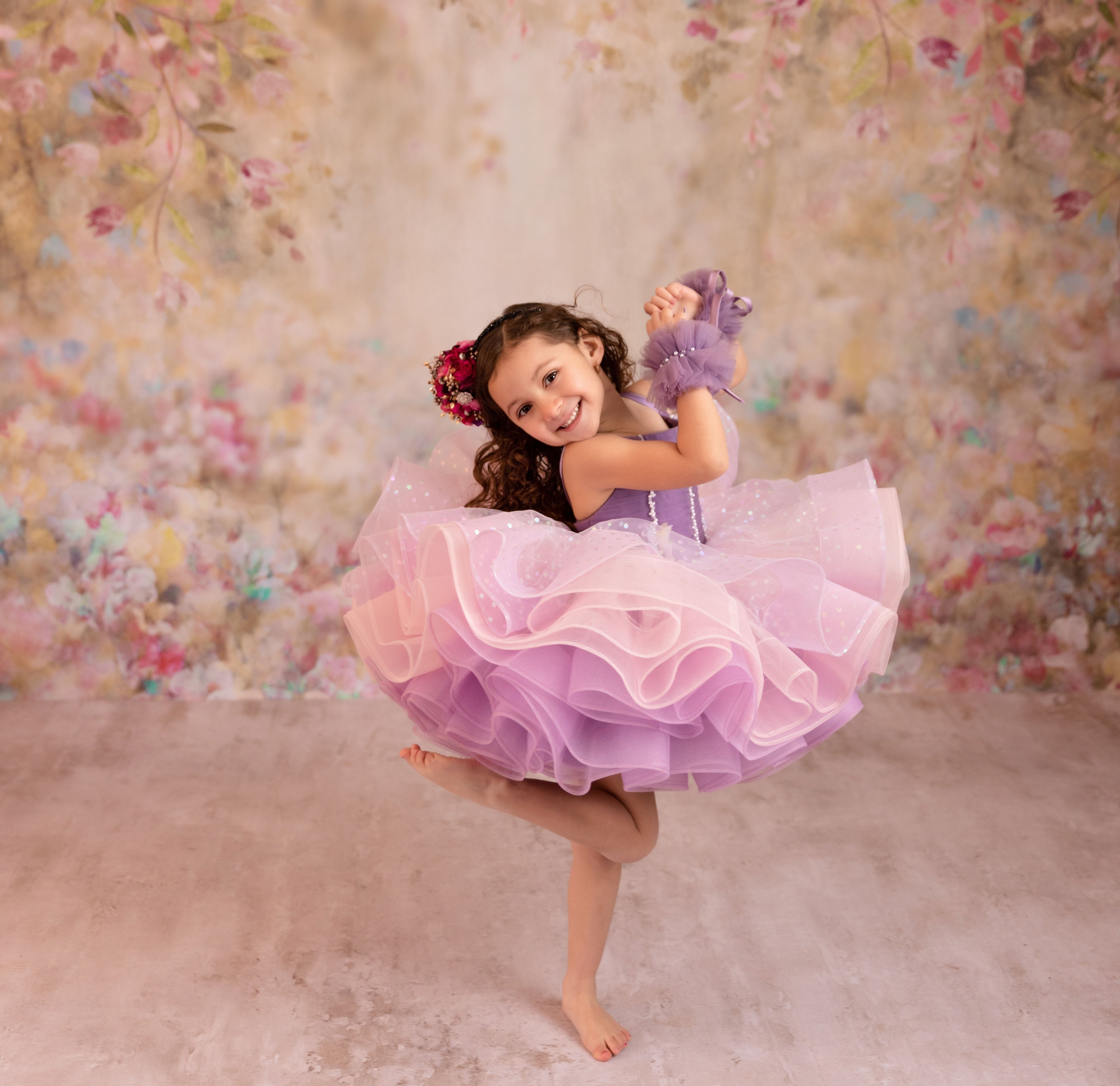 Lavender Butterfly Confetti - Petal Length Dress (3 Year-Petite 5 Year)