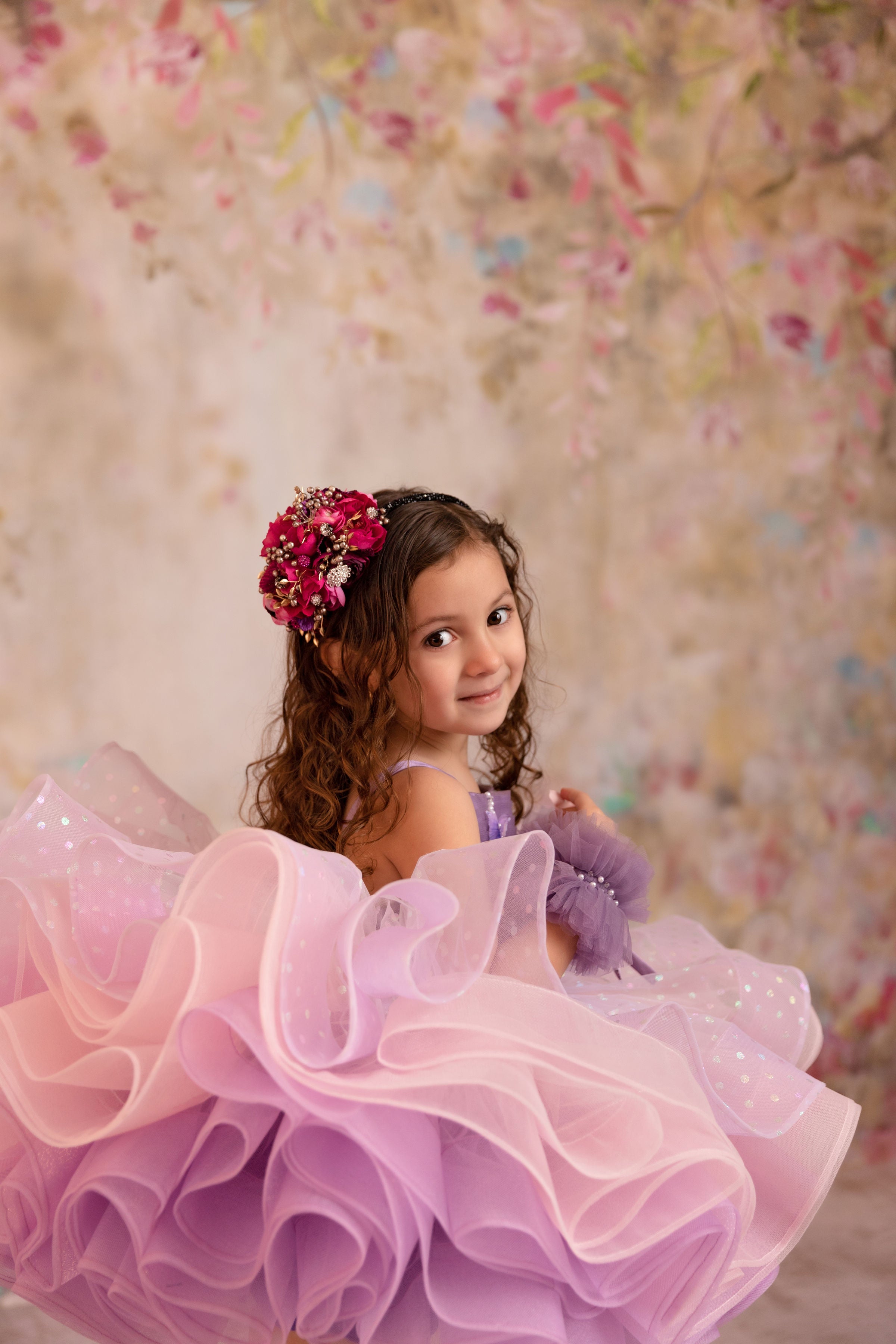 Lavender Butterfly Confetti - Petal Length Dress (3 Year-Petite 5 Year)