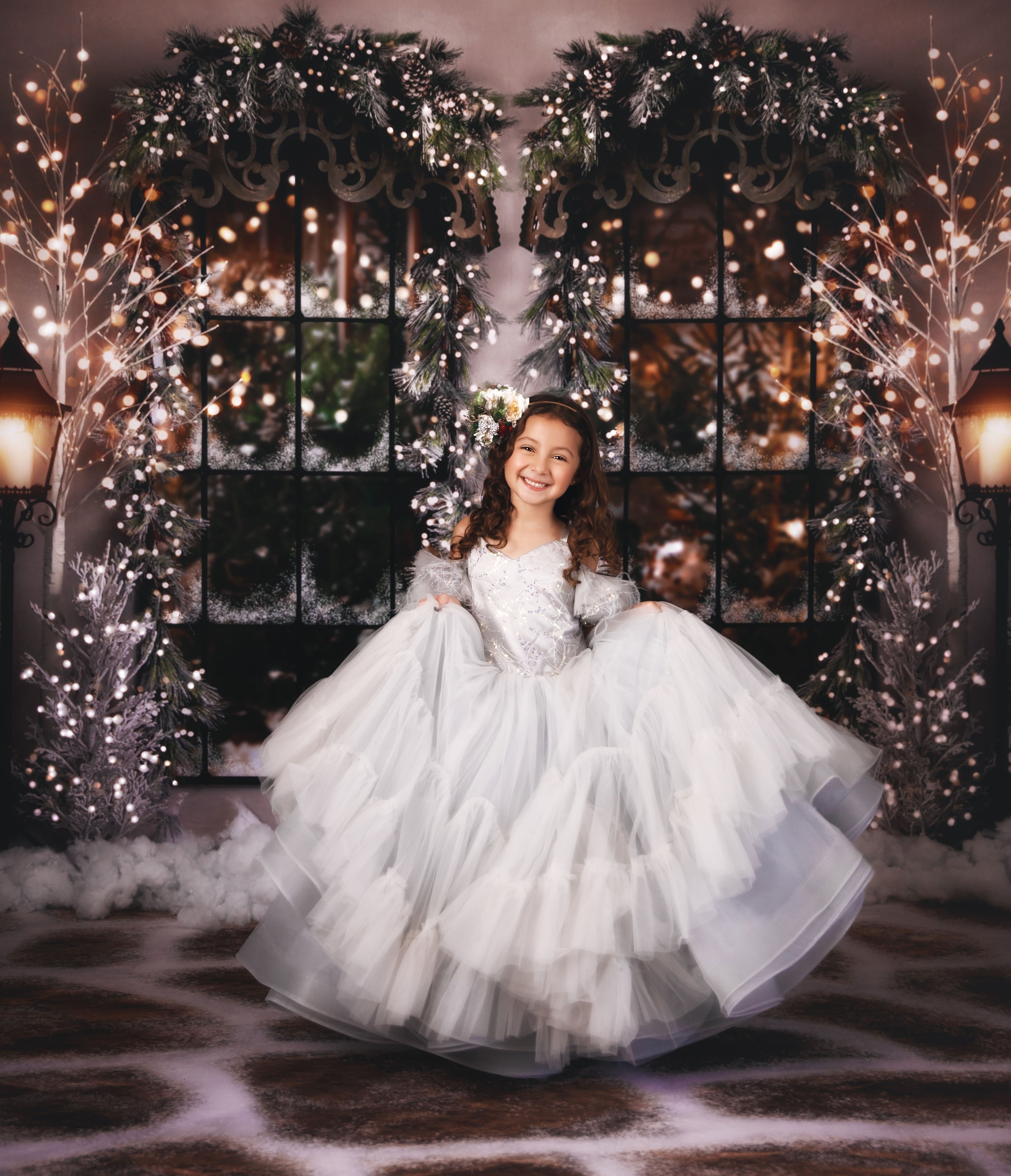 "Evangeline" - Tinsel Silver- Floor Length ( 3 Year - Petite 4 Year)