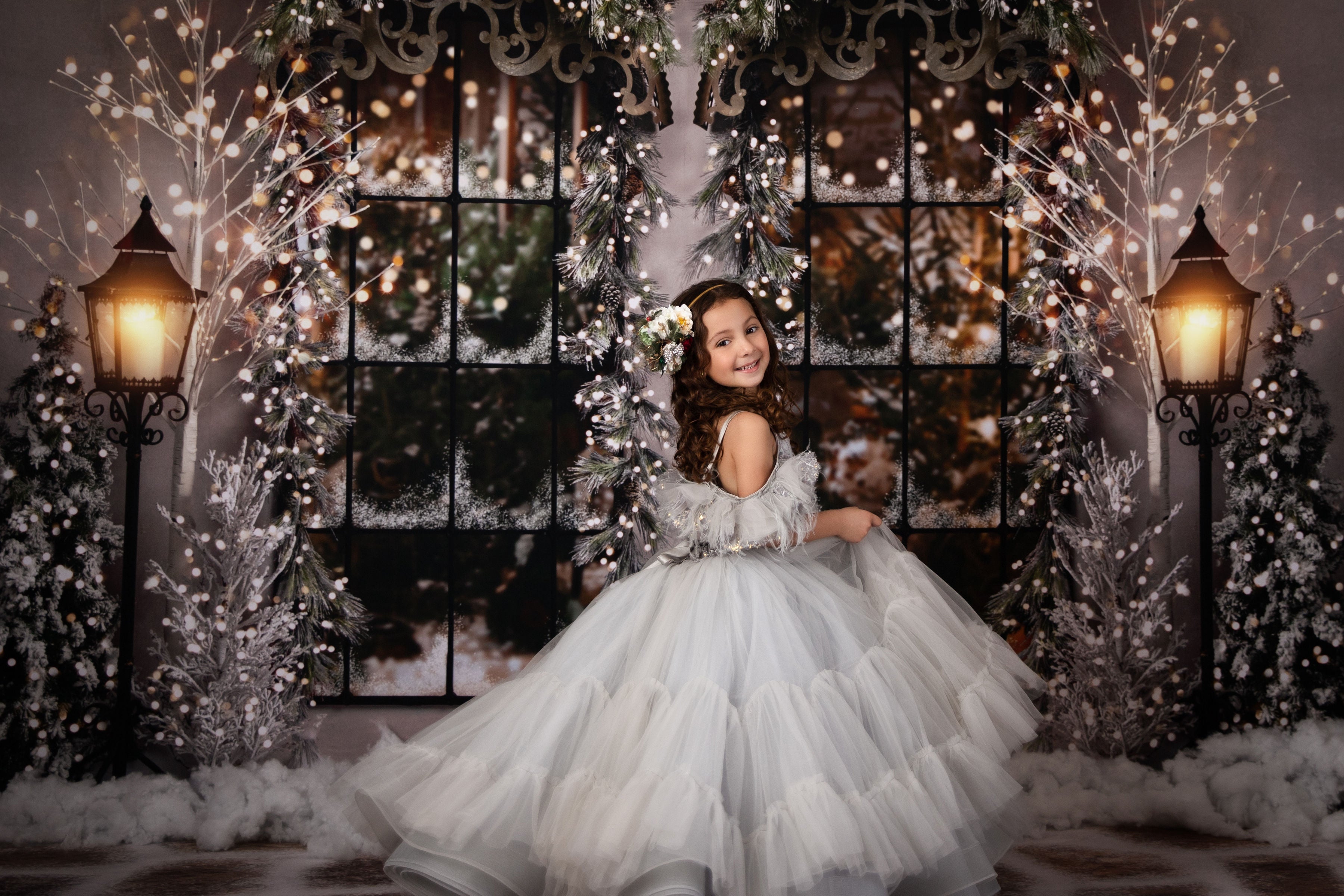 "Evangeline" - Tinsel Silver- Floor Length ( 3 Year - Petite 4 Year)
