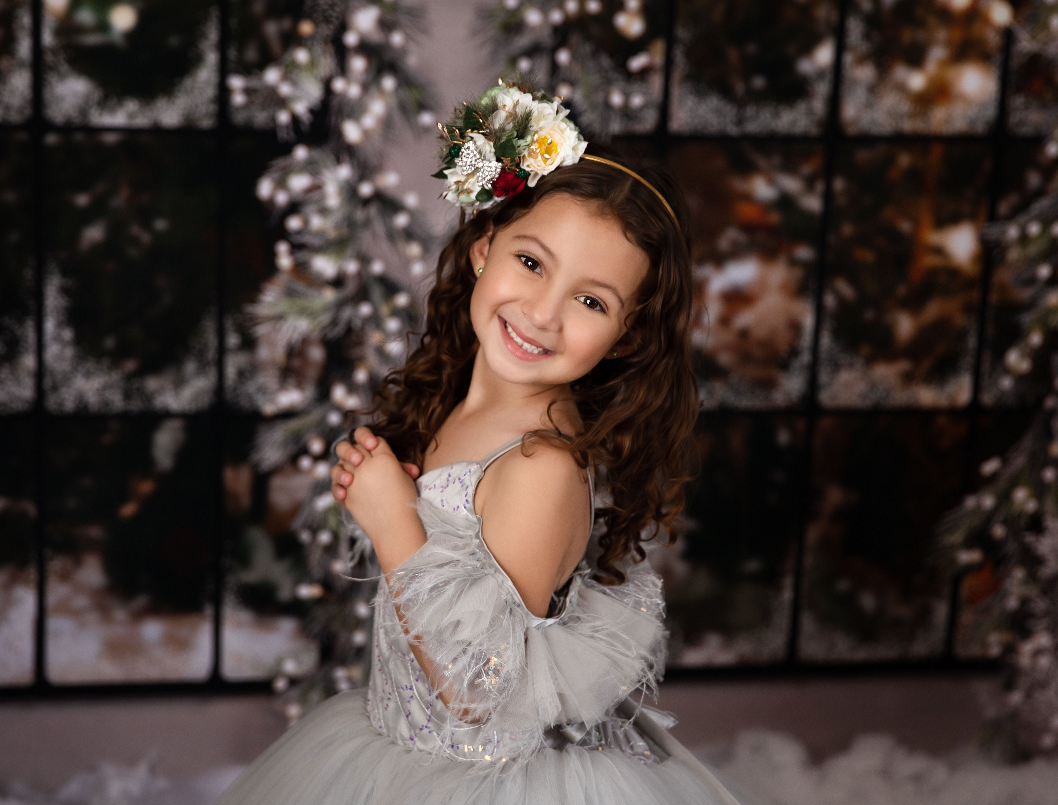 "Evangeline" - Tinsel Silver- Floor Length ( 3 Year - Petite 4 Year)