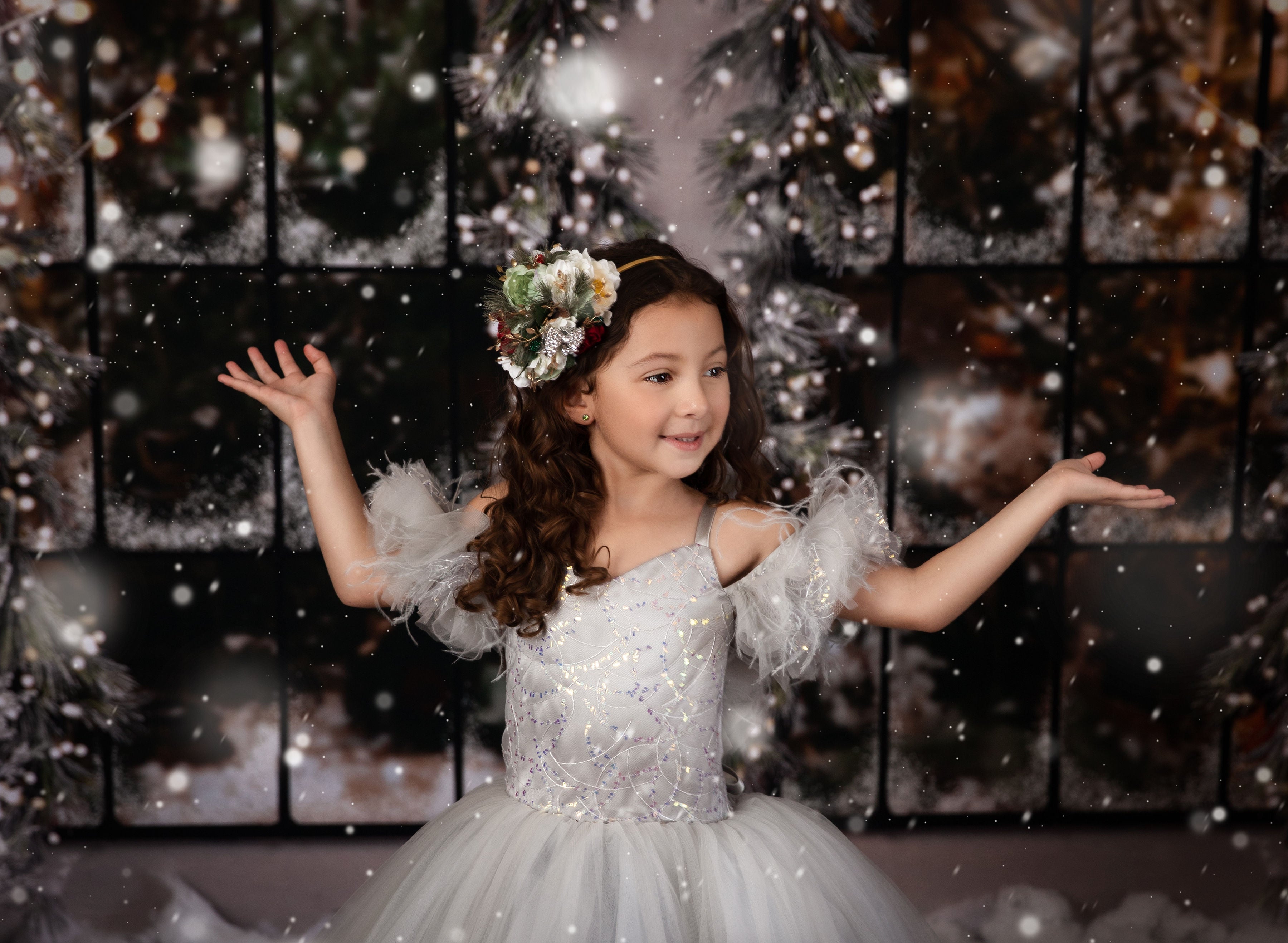 "Evangeline" - Tinsel Silver- Floor Length ( 3 Year - Petite 4 Year)