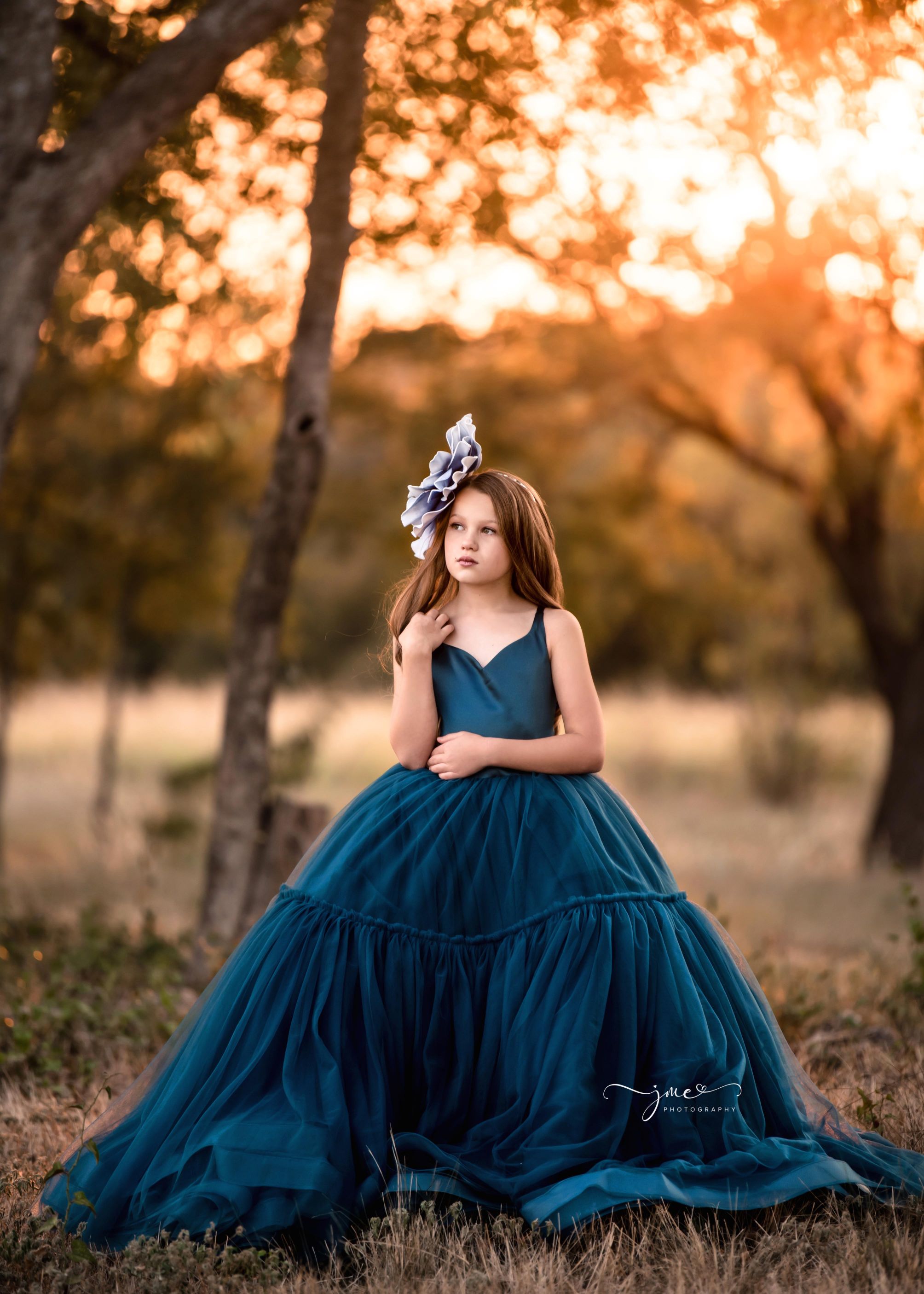 "Frenchie" - Peacock Floor Length ( 7 Year - Petite 9 Year)