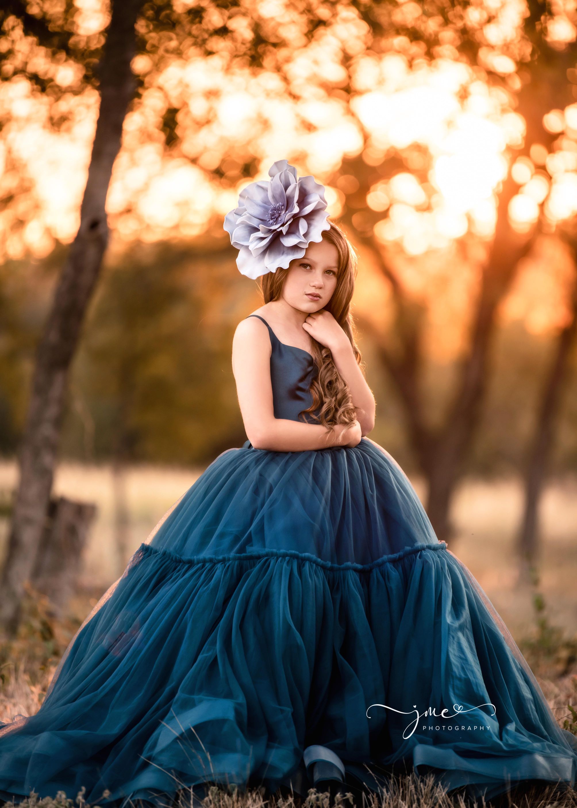"Frenchie" - Peacock Floor Length ( 7 Year - Petite 9 Year)