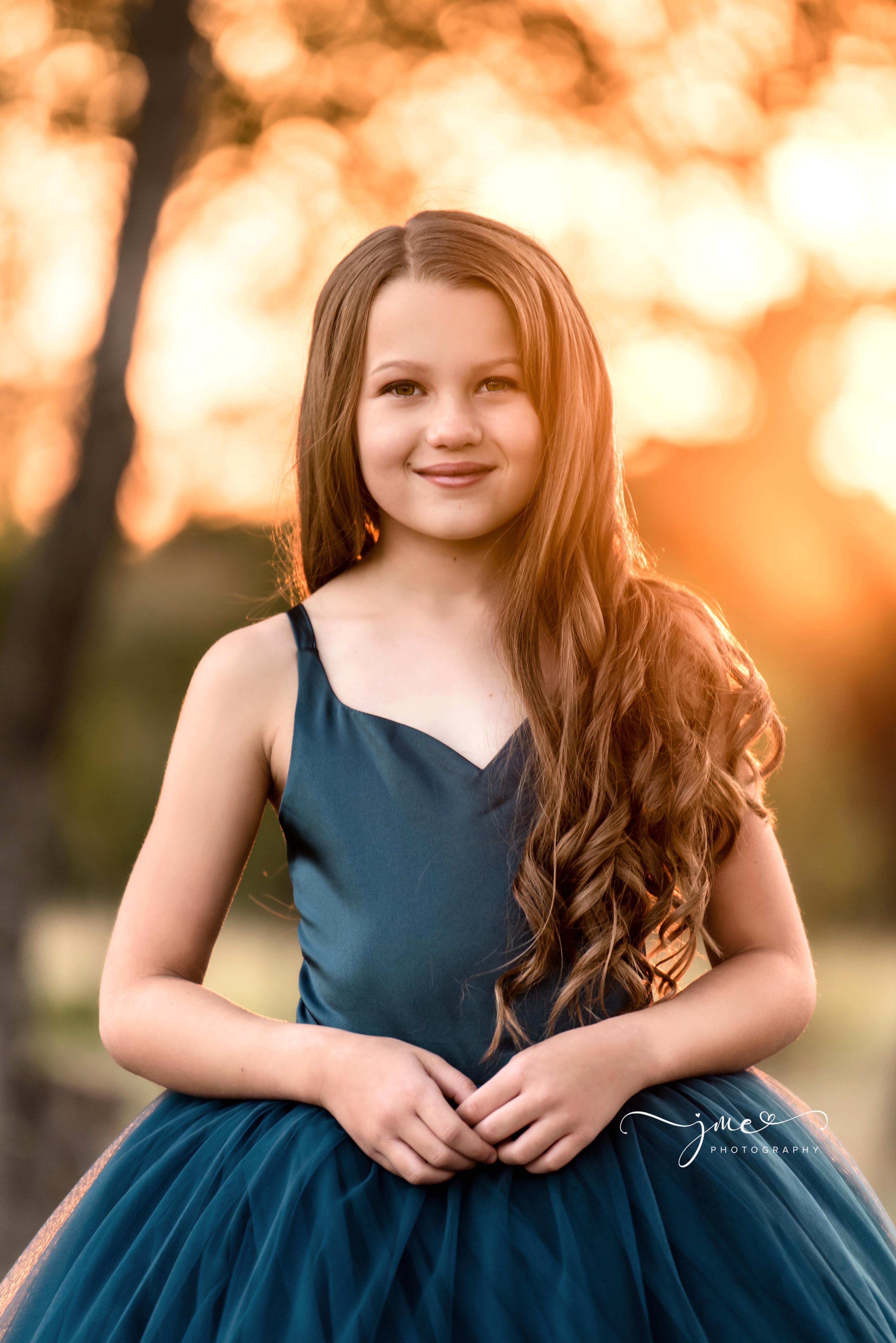 "Frenchie" - Peacock Floor Length ( 7 Year - Petite 9 Year)