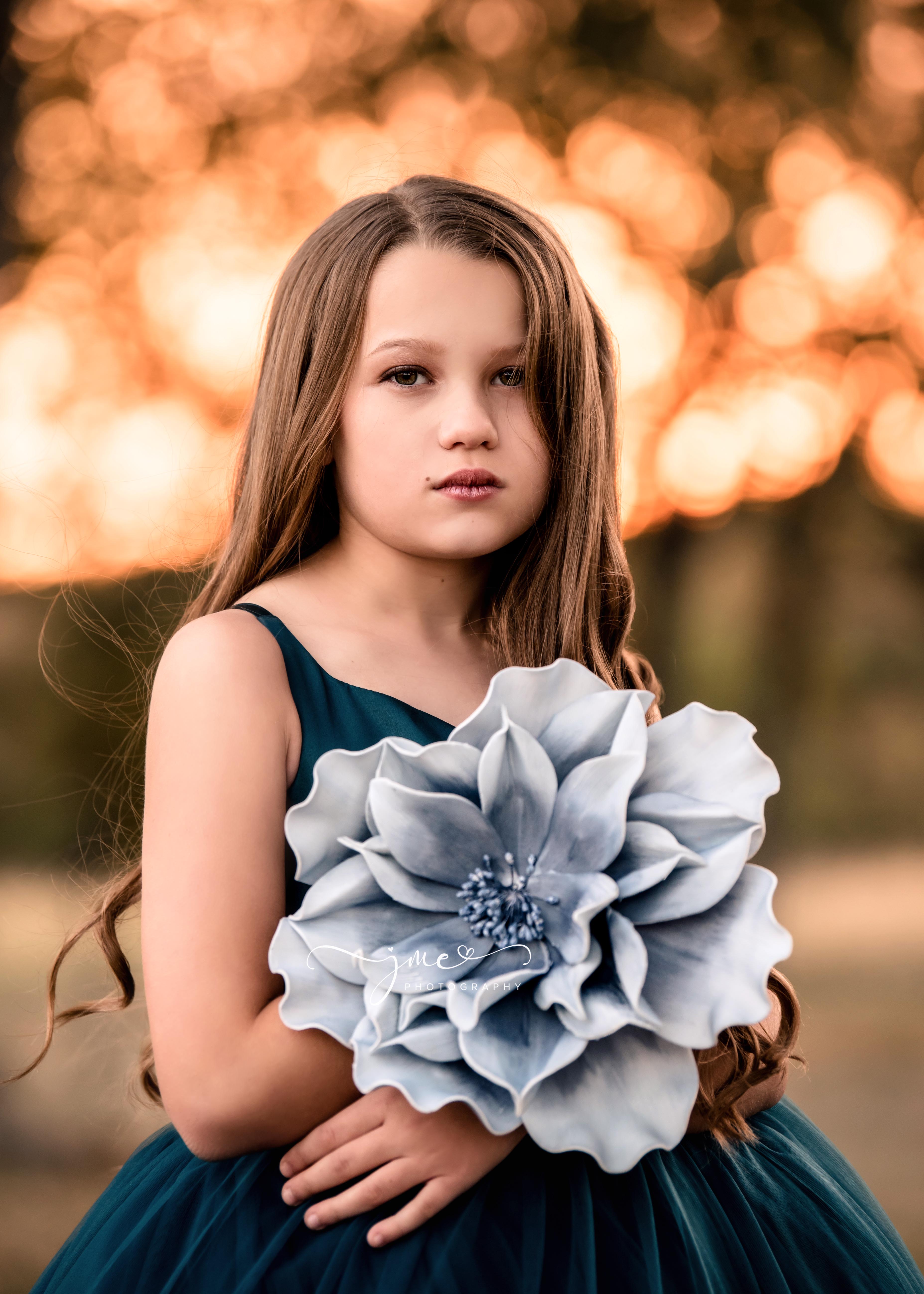 "Frenchie" - Peacock Floor Length ( 7 Year - Petite 9 Year)