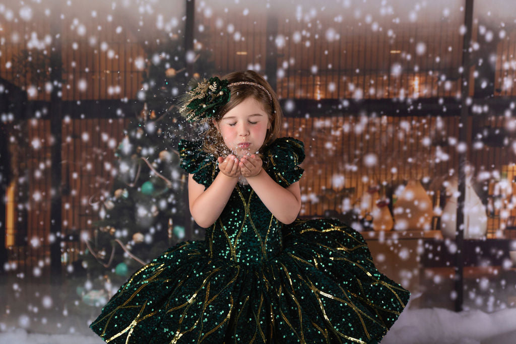 "Nutcracker Dance" - Green Petal Length Dress  ( 6 Year - Petite 7 Year)