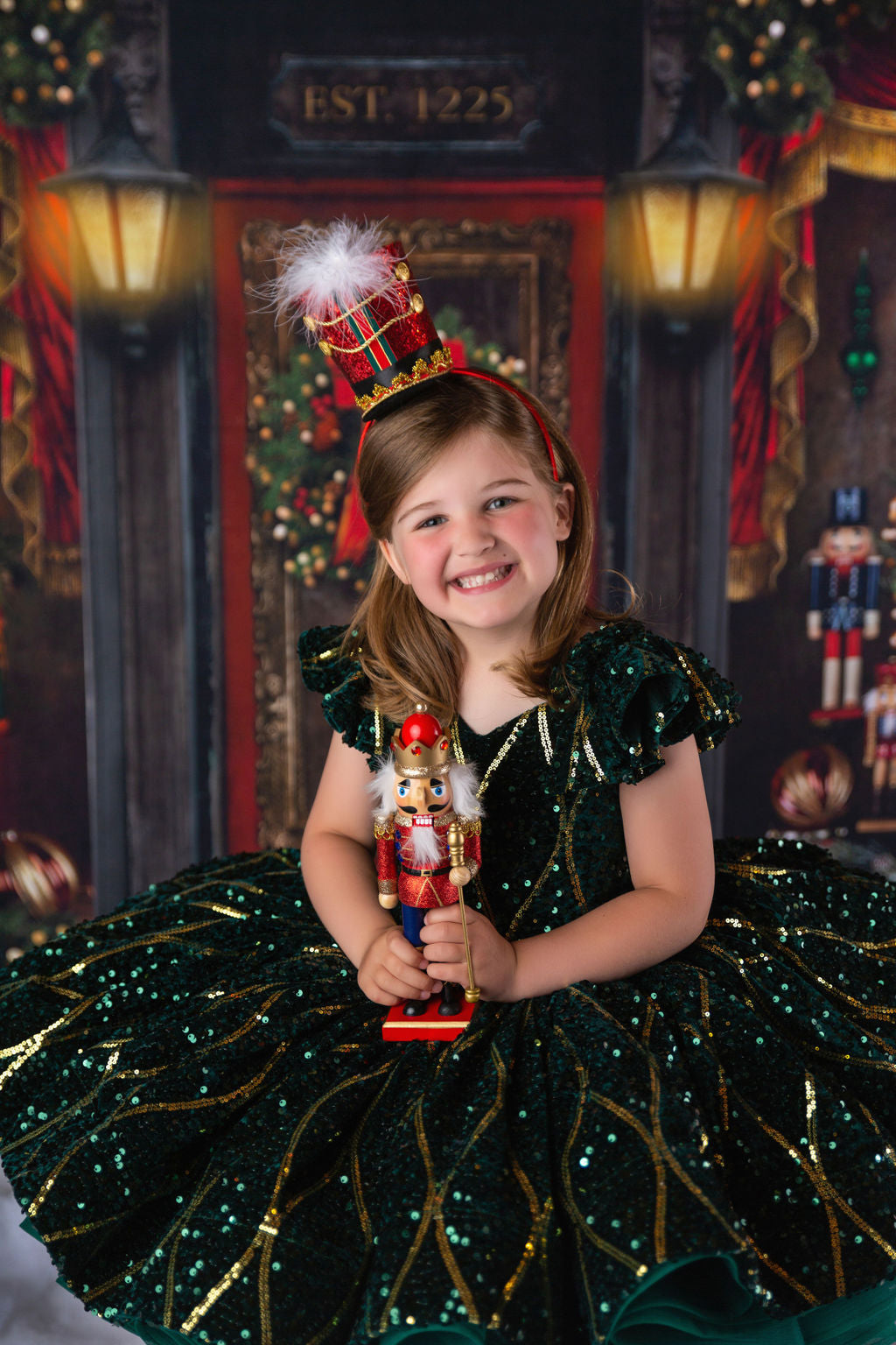 Rts euc will not remake ooak "Nutcracker Dance" - Green Petal Length Dress  ( 6 Year - Petite 7 Year)