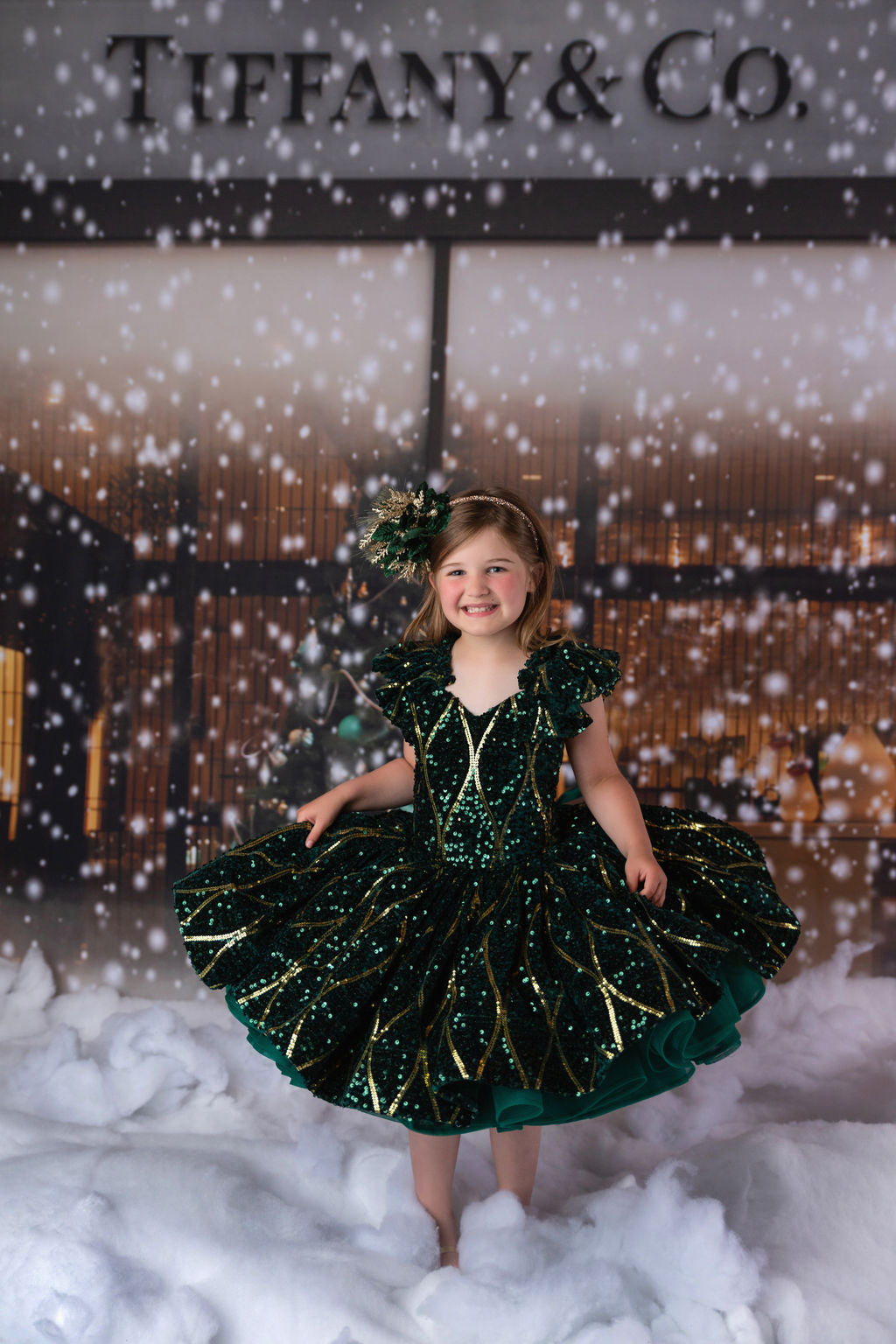 "Nutcracker Dance" - Green Petal Length Dress  ( 6 Year - Petite 7 Year)