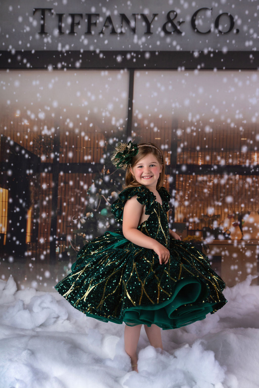 "Nutcracker Dance" - Green Petal Length Dress  ( 6 Year - Petite 7 Year)