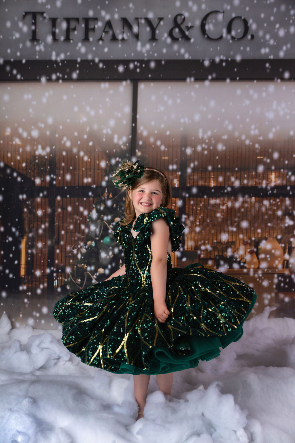 "Nutcracker Dance" - Green Petal Length Dress  ( 6 Year - Petite 7 Year)