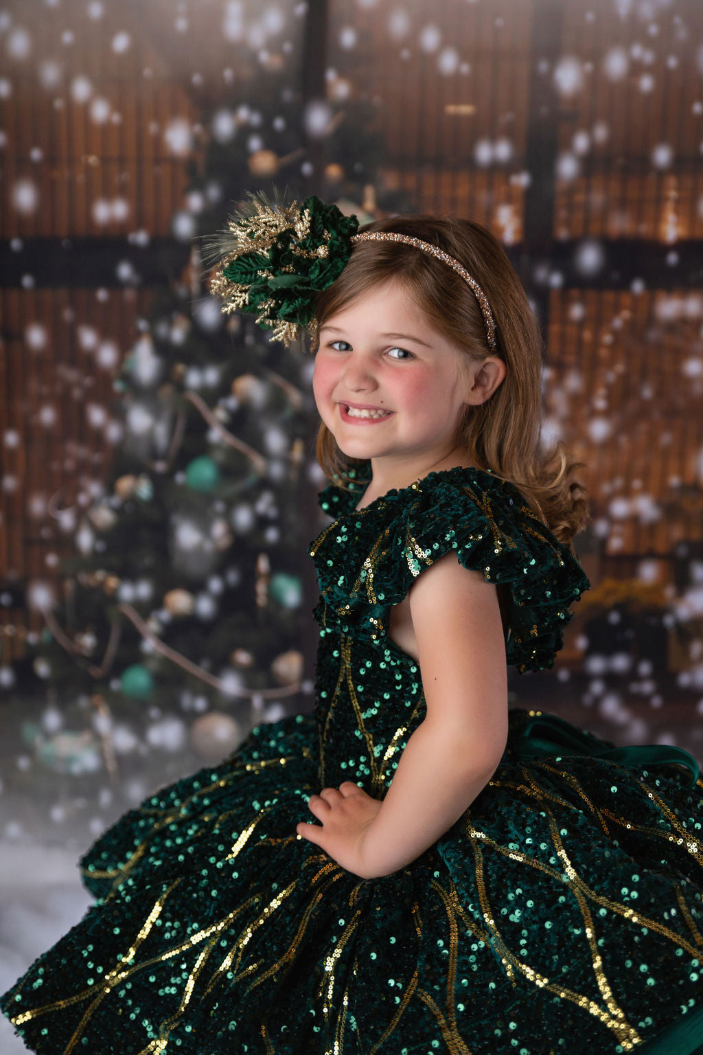 Rts euc will not remake ooak "Nutcracker Dance" - Green Petal Length Dress  ( 6 Year - Petite 7 Year)