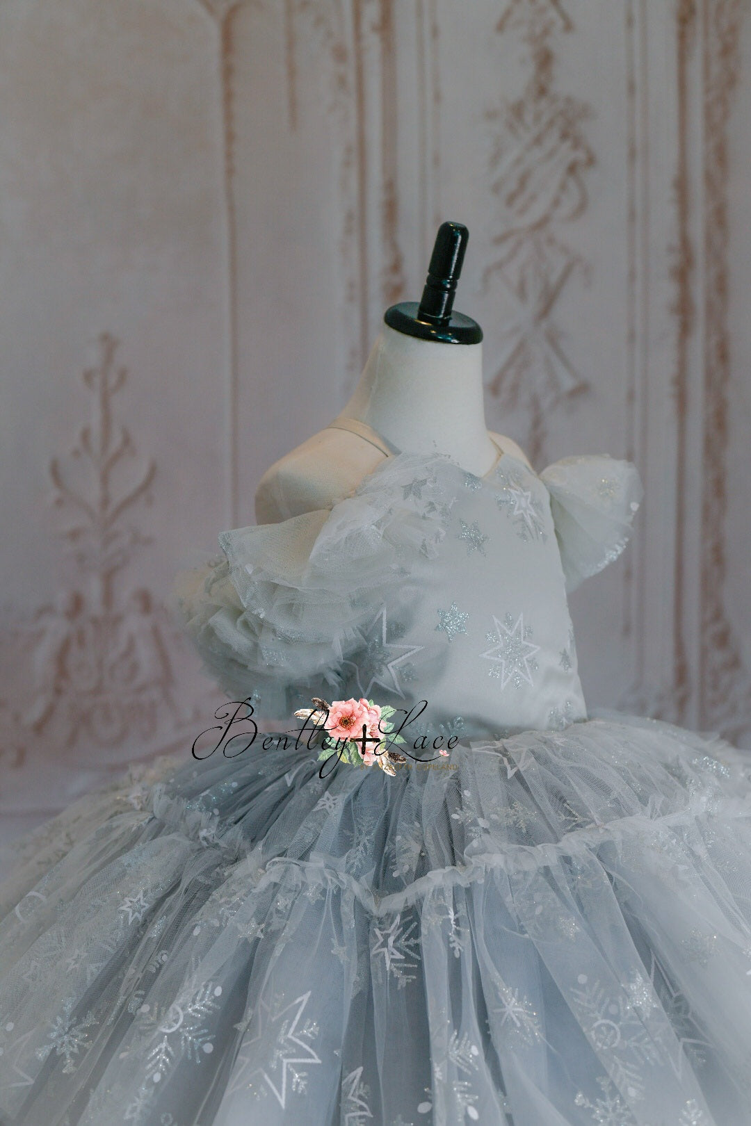 Snowflake Skies in Silver - Petal Dress ( 7 Year - Petite 8 Year)