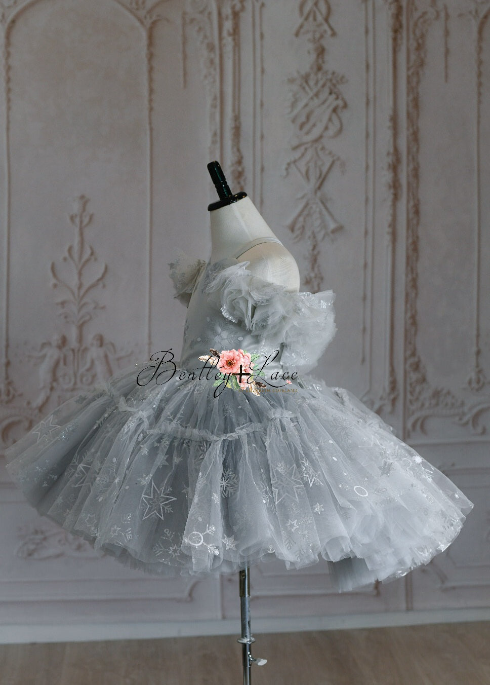 Snowflake Skies in Silver - Petal Dress ( 7 Year - Petite 8 Year)