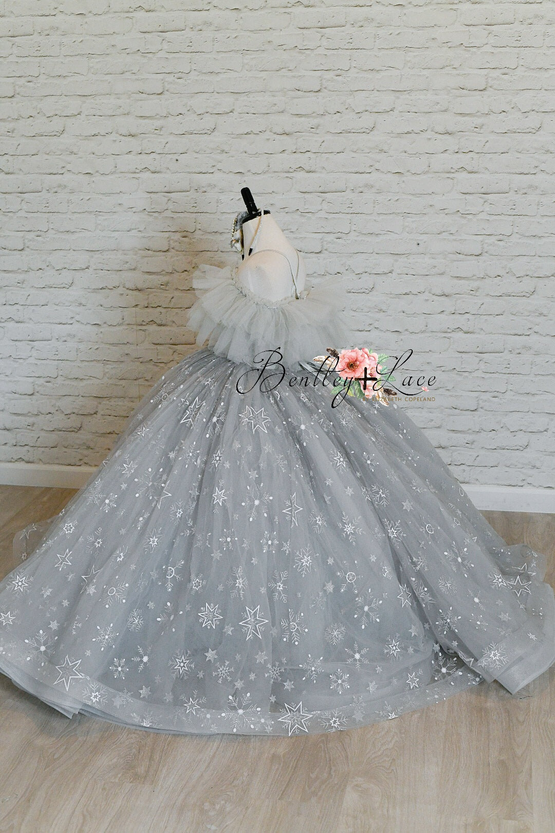 Snowflake Skies in Silver  -  Floor long Dress  ( 7 Year - Petite 8 Year)