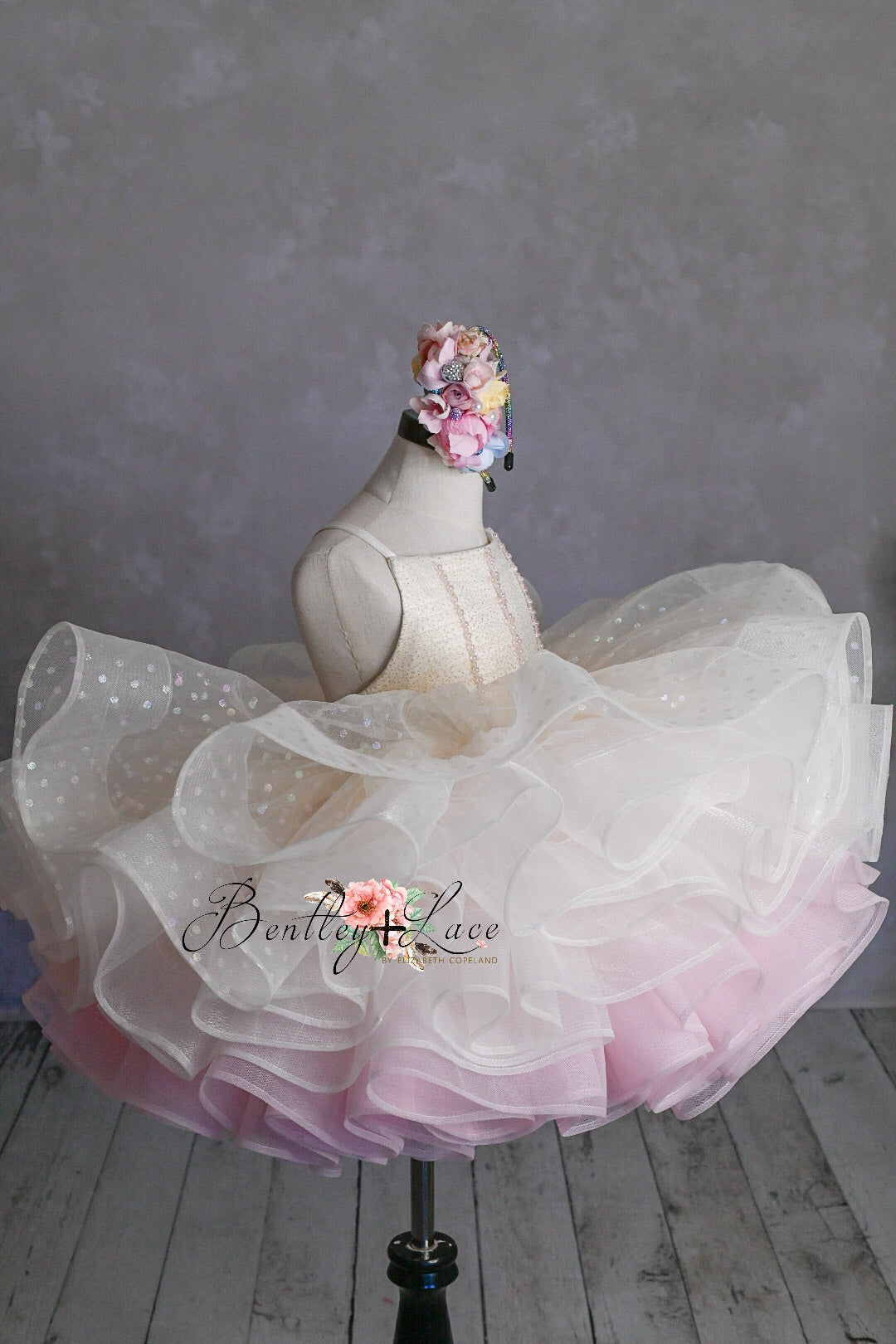 Glitter Champagne Confetti - Petal Length Dress (3 Year-Petite 5 Year)