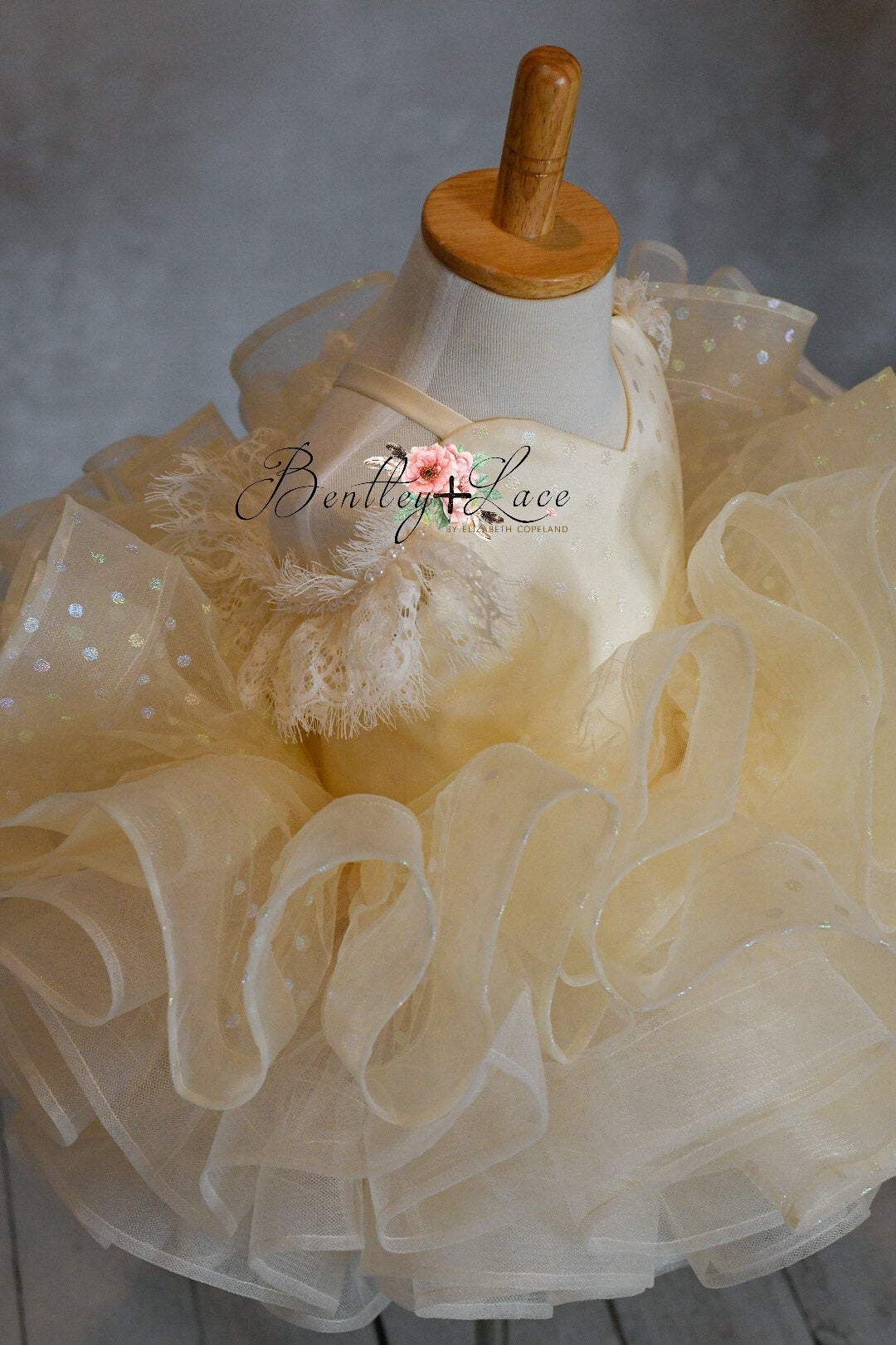 Champagne Confetti - off shoulder Petal Length Dress (2 Year-Petite 3 Year)