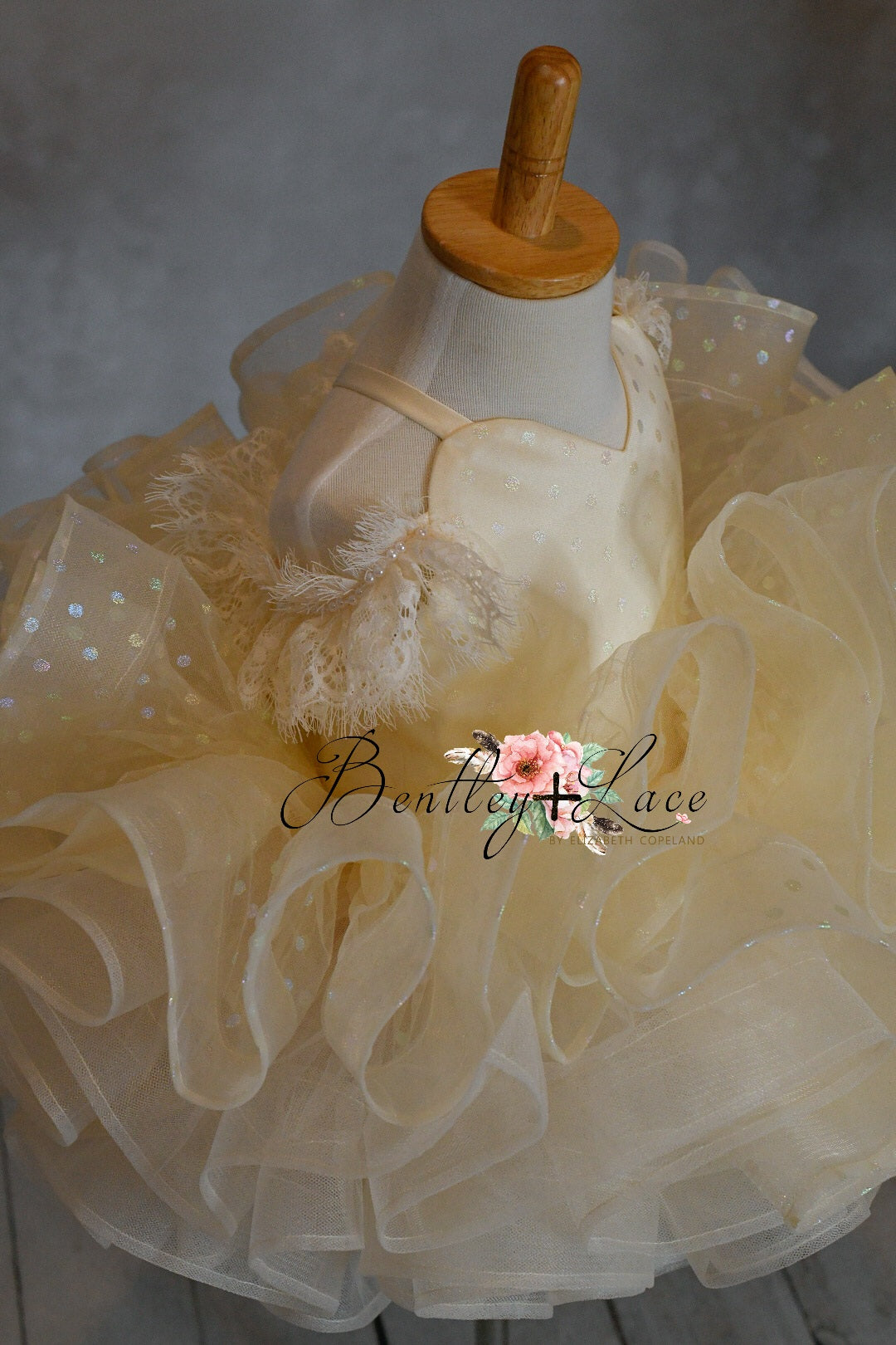 Champagne Confetti - off shoulder Petal Length Dress (2 Year-Petite 3 Year)