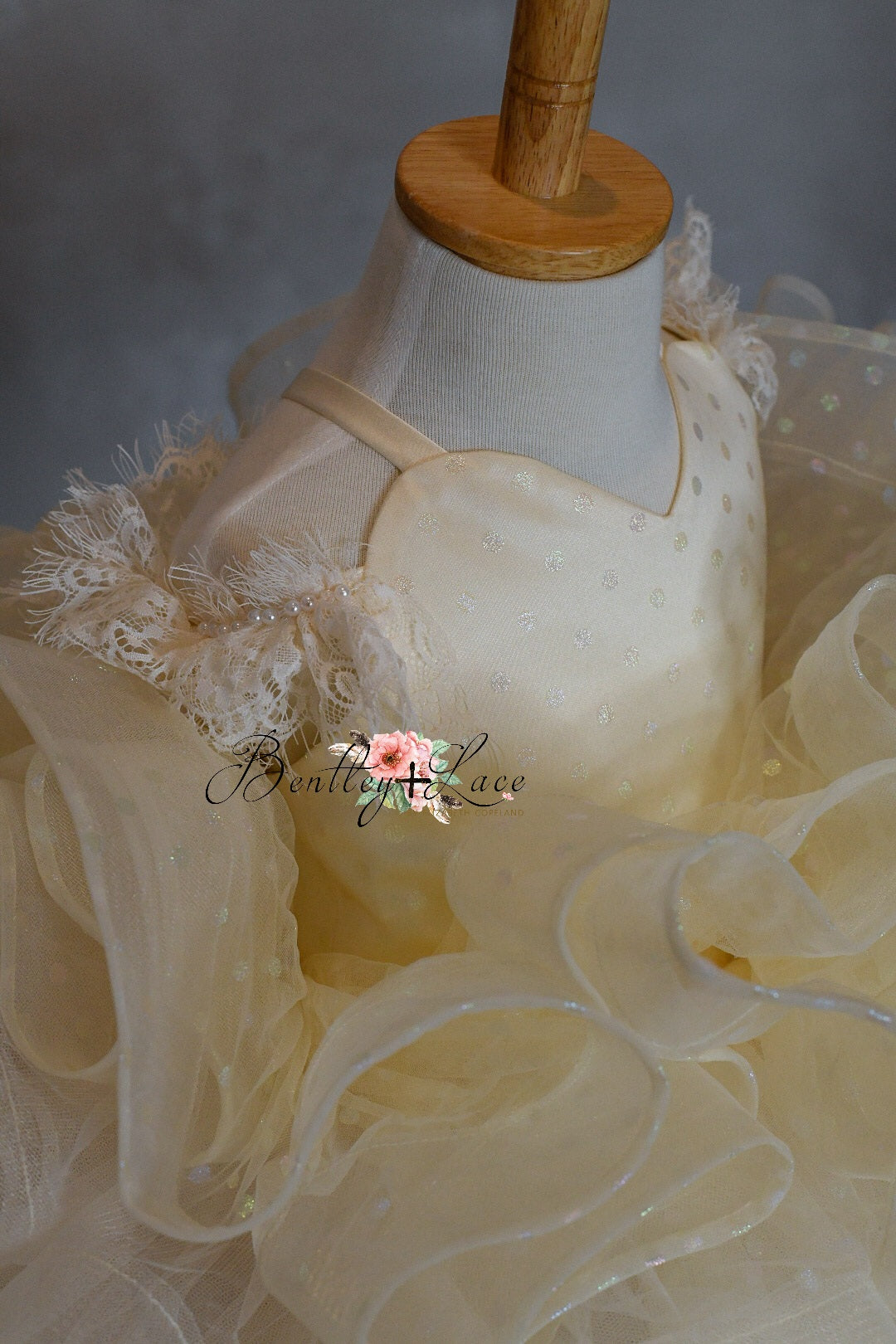 Champagne Confetti - off shoulder Petal Length Dress (2 Year-Petite 3 Year)