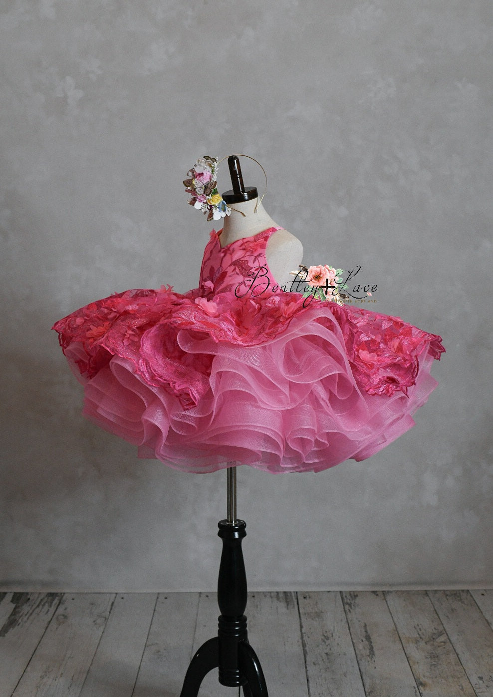 "Samantha" shades of Pink-  Dress Petal Short Length Dress ( 4 Year - Petite 5 Year)
