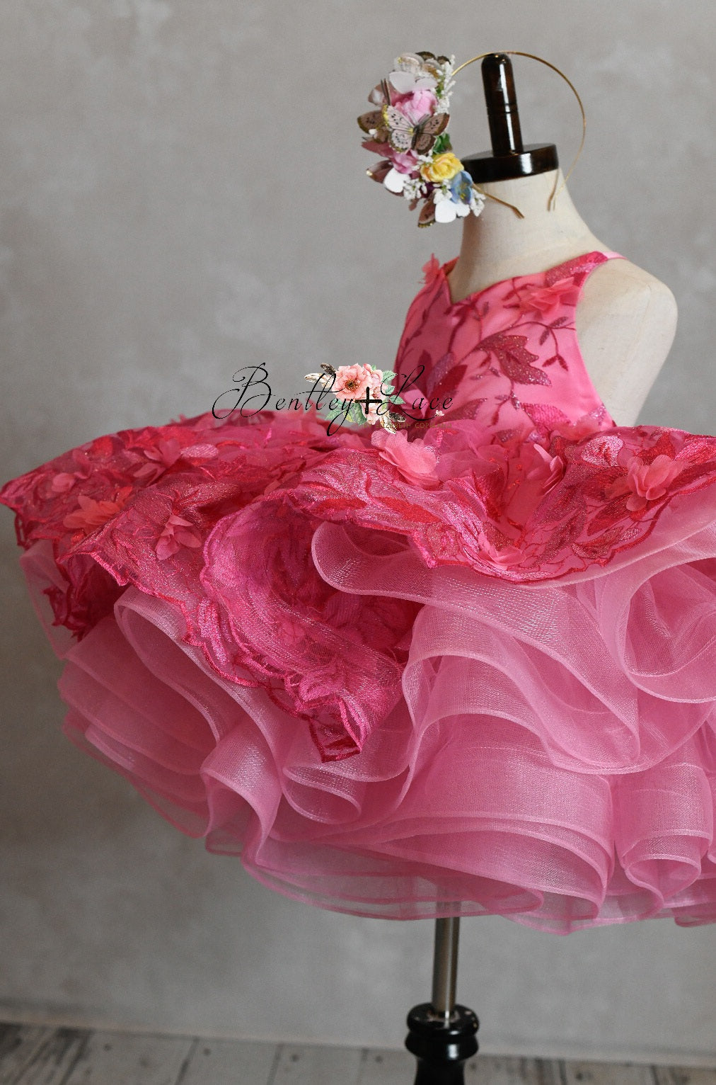 NEW "Samantha" shades of Pink-  Dress Petal Short Length Dress ( 4 Year - Petite 5 Year)