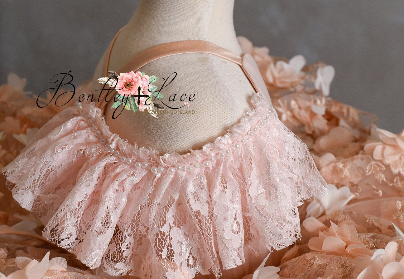Charlee ballerina length gown- shades of peach (3 year- petite 4 year)