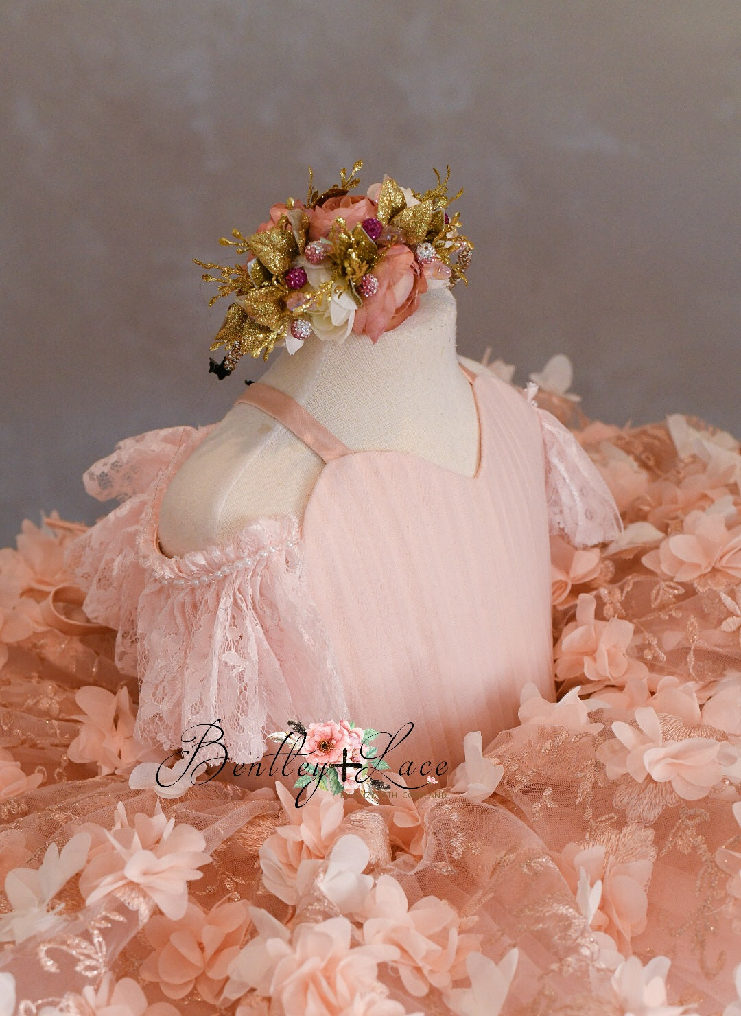 Charlee ballerina length gown- shades of peach (3 year- petite 4 year)