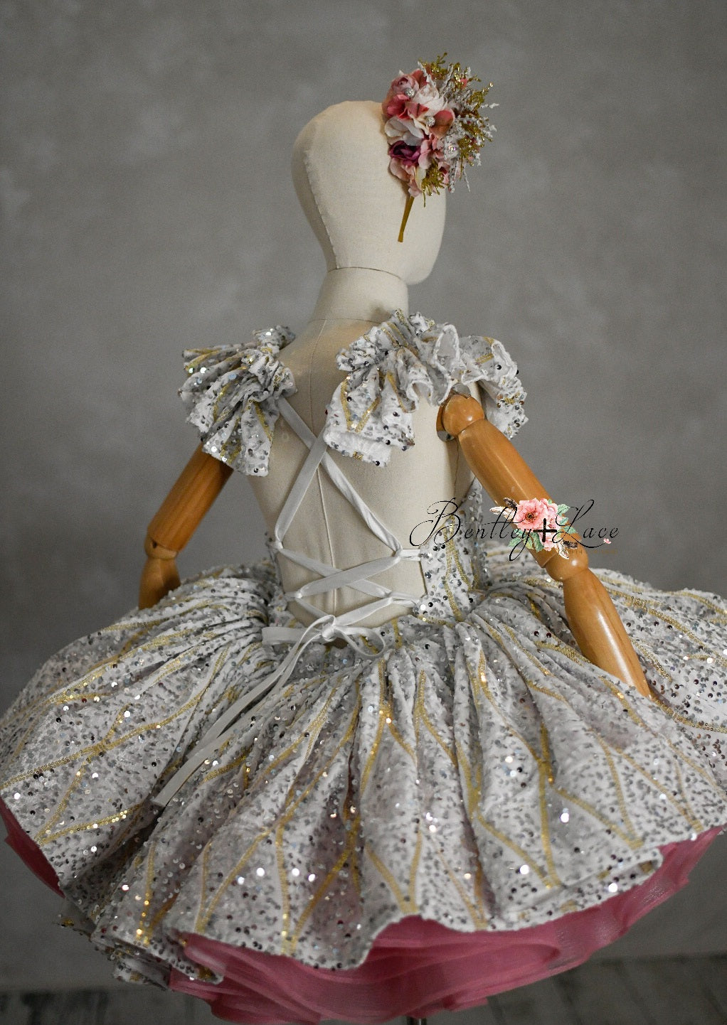 RETIRED RENTAL EUC will not make again OOAK "Sweetheart Dance" - White Petal Length Dress ( 6 Year - Petite 7 Year)