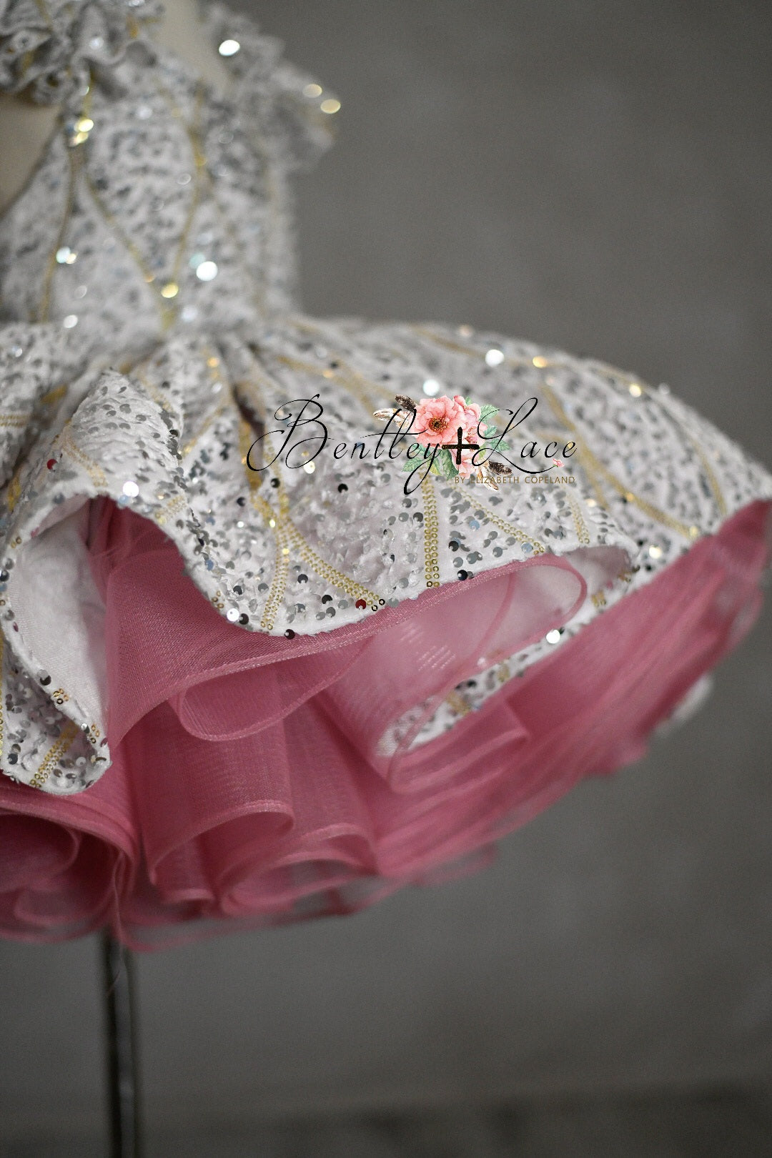 RETIRED RENTAL EUC will not make again OOAK "Sweetheart Dance" - White Petal Length Dress ( 6 Year - Petite 7 Year)