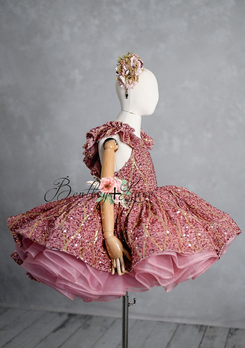 Couture Rental Gown Nutcracker Dance  Pink Petal Length Dress  6-7 Year