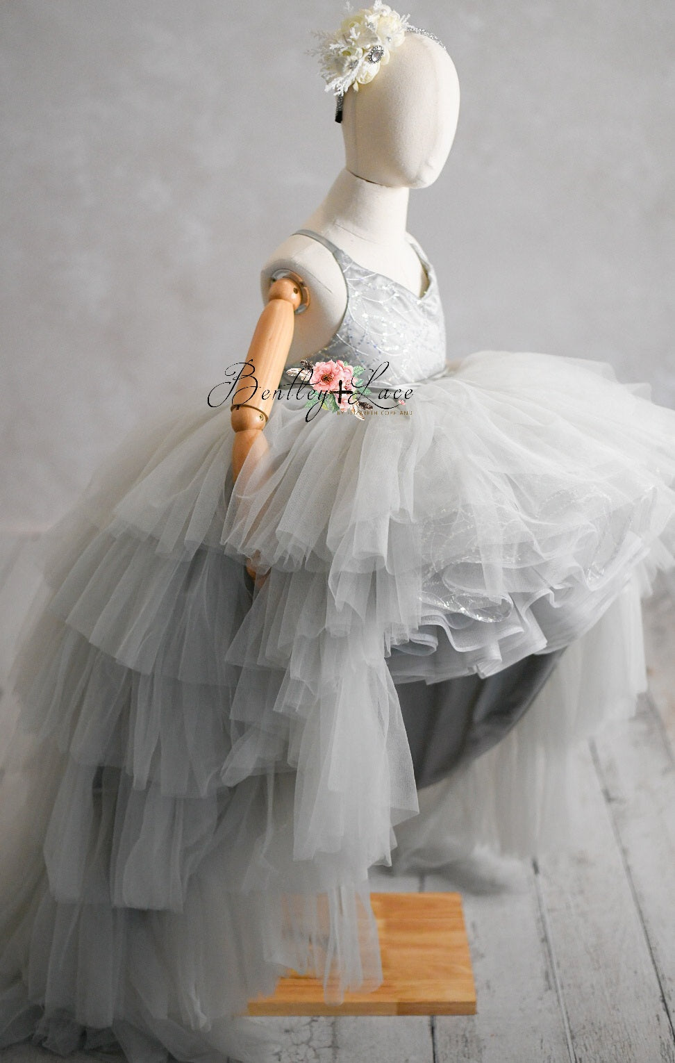 "Tinsel" Petal Length Dress + detachable sleeves(5 Year-Petite 6 Year)