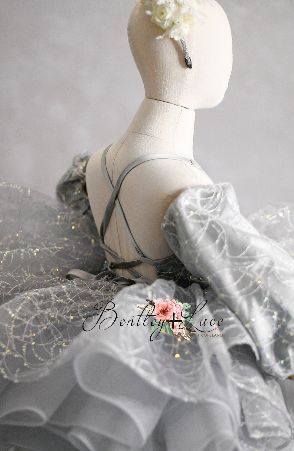 "Tinsel" Petal Length Dress + detachable sleeves(5 Year-Petite 6 Year)