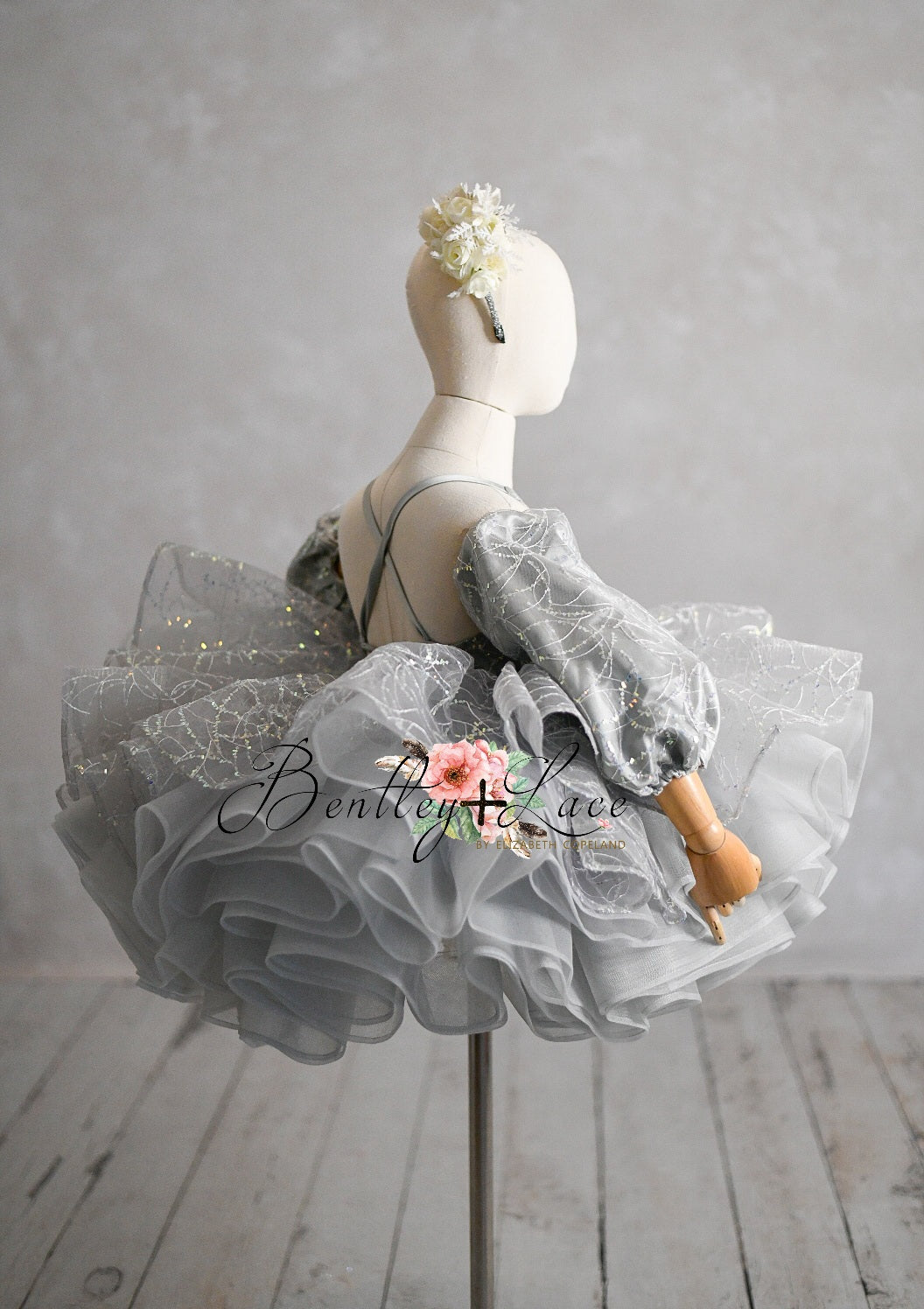 "Tinsel" Petal Length Dress detachable sleeves(5 Year-Petite 6 Year)
