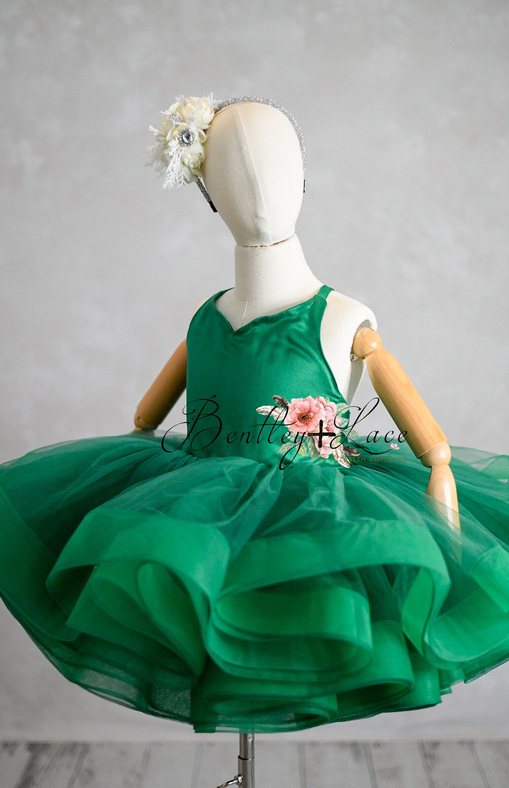 "Darling Plaid" Red Vintage Jacket Dress + Green Solid Petal Length Dress ( 5 Year - Petite 6 Year)