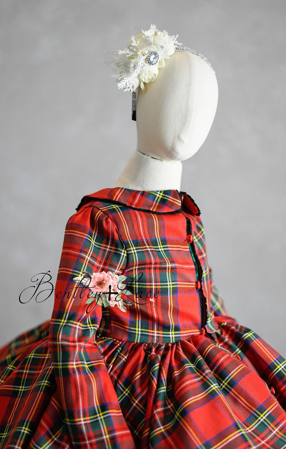 "Darling Plaid" Red Vintage Jacket Dress + Green Solid Petal Length Dress ( 5 Year - Petite 6 Year)