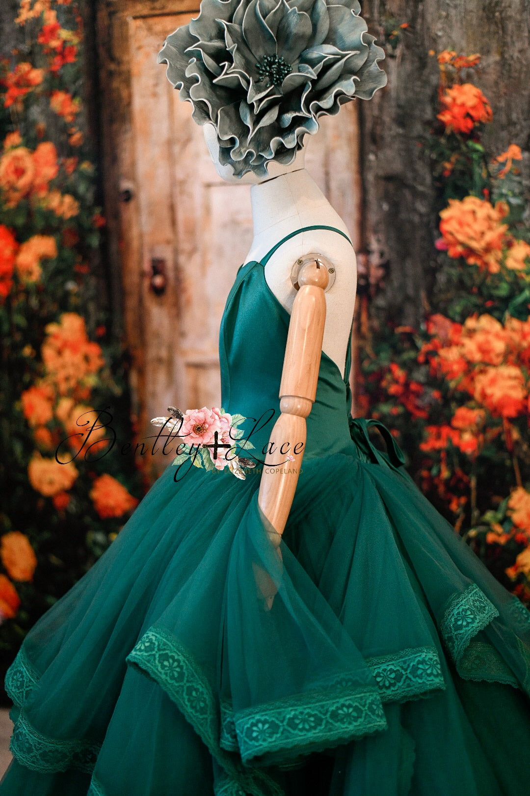 Cascade custom Solid gown- choose color Editorial Dress, Couture Gown, Special Occasion Dress