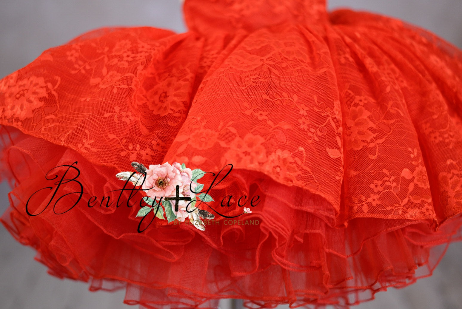 "Blooming Love" Red Petal Length Dress ( 5 Year - Petite 6 Year)