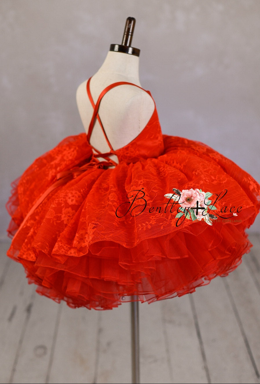 "Blooming Love" Red Petal Length Dress ( 5 Year - Petite 6 Year)