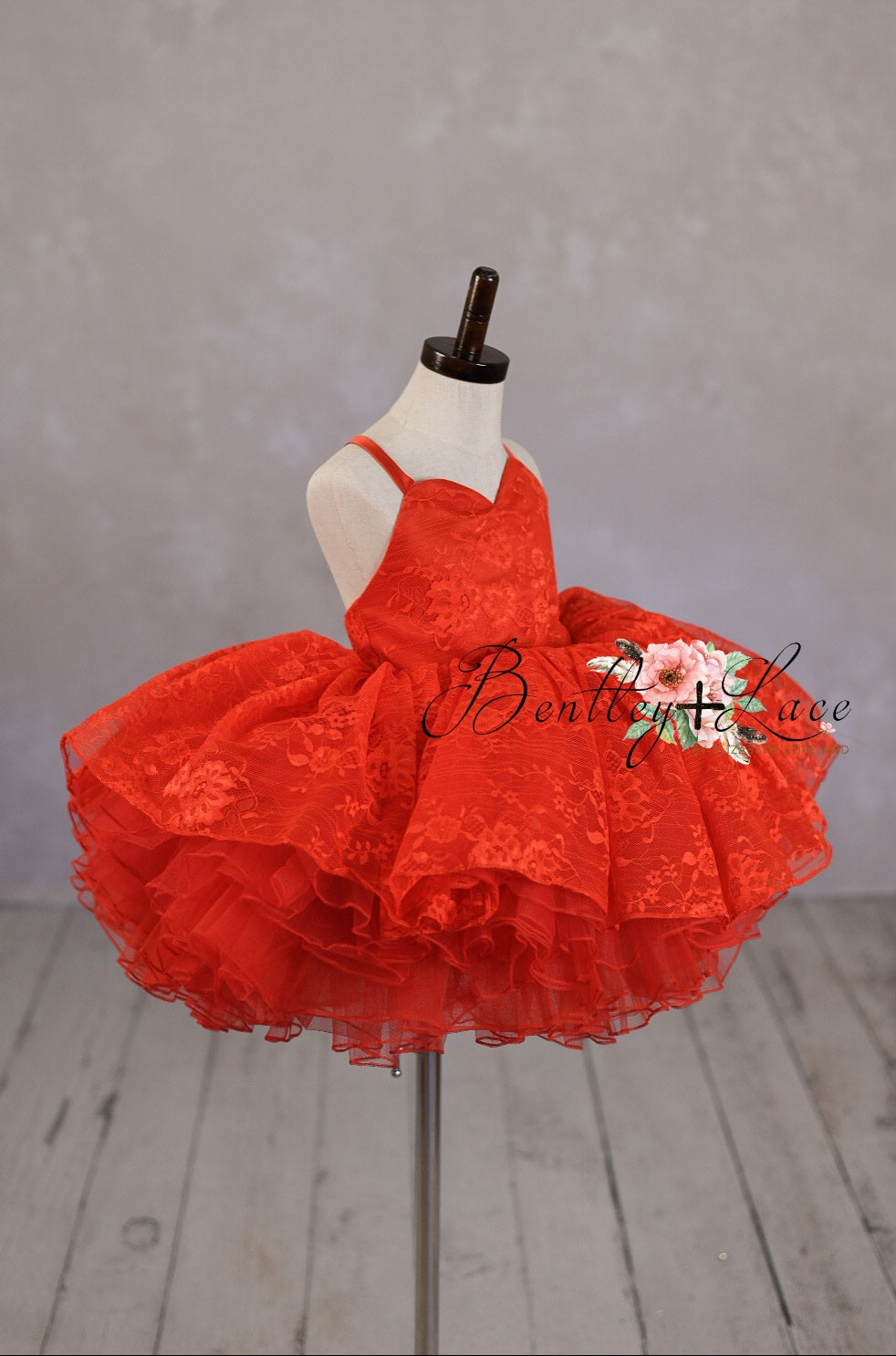 "Blooming Love" Red Petal Length Dress ( 5 Year - Petite 6 Year)