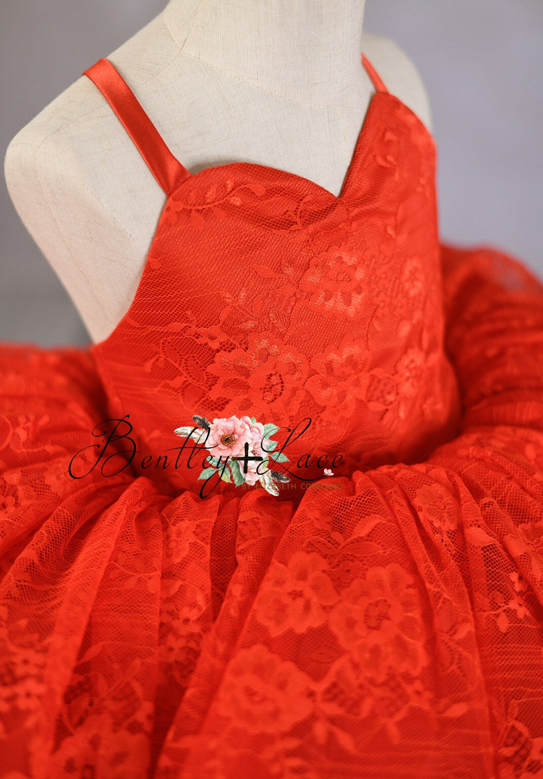 "Blooming Love" Red Petal Length Dress ( 5 Year - Petite 6 Year)