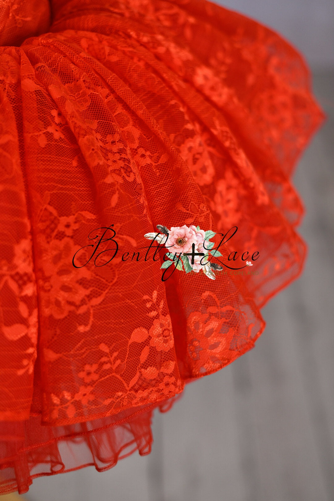 "Blooming Love" Red Petal Length Dress ( 5 Year - Petite 6 Year)