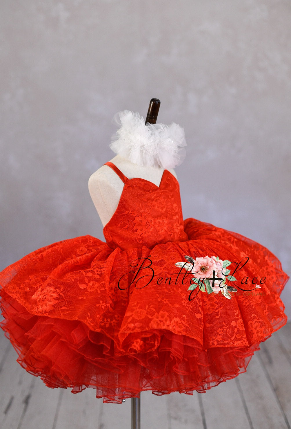 "Blooming Love" Red Petal Length Dress ( 5 Year - Petite 6 Year)