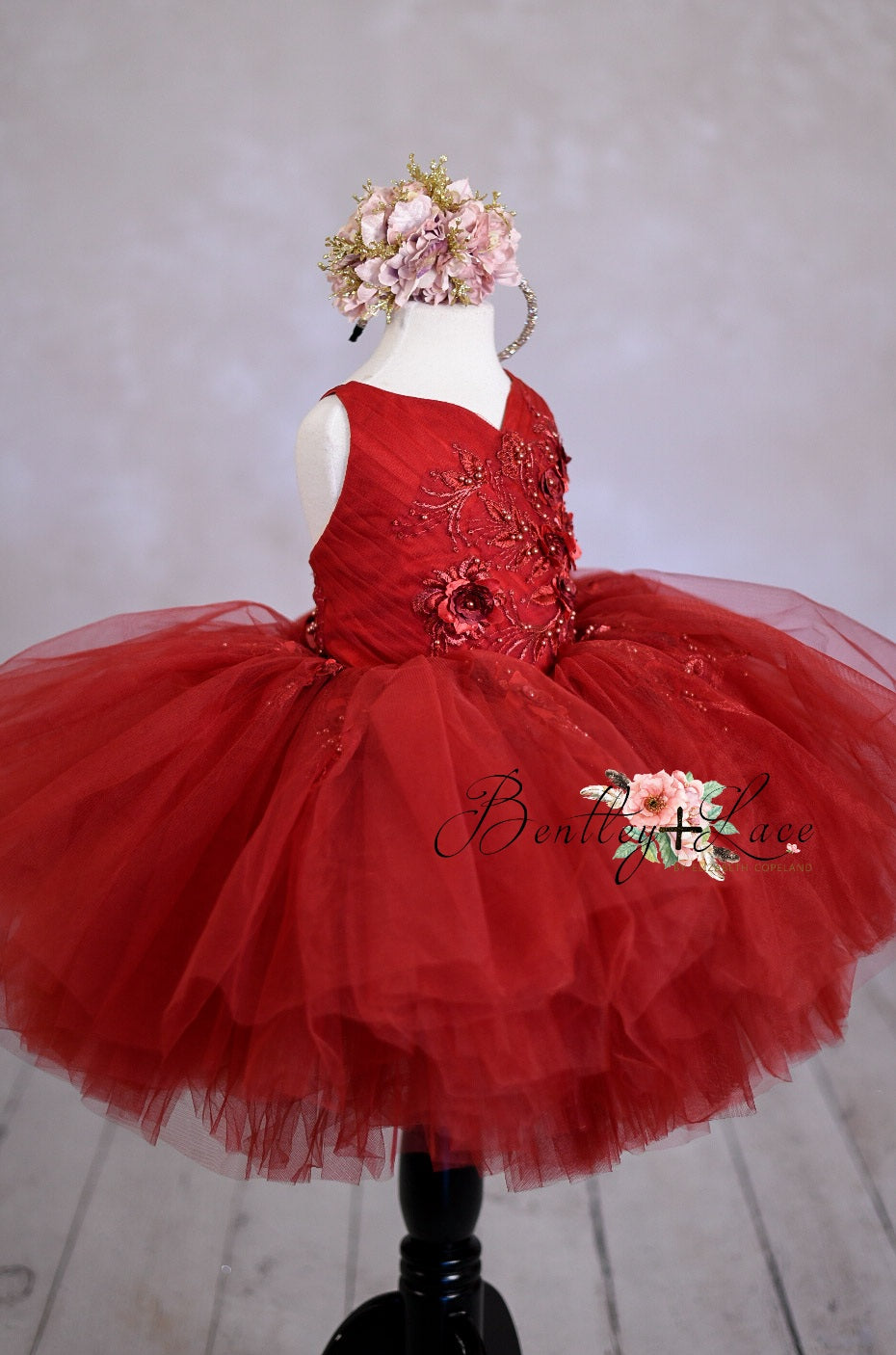 "Dillon" burgundy Petal Length Dress ( 4 Year - Petite 5 Year)
