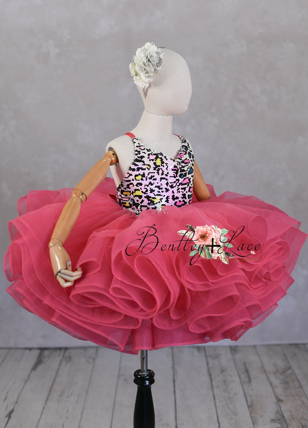 "Leopard Sass" Petal Length Dress +Cape ( 6 Year - Petite 7 Year)