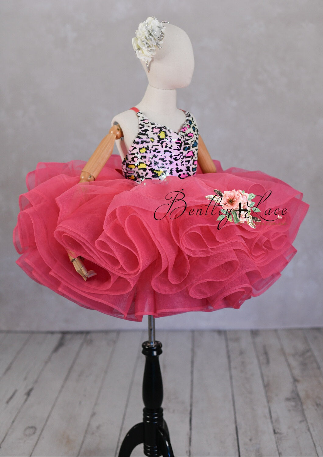 "Leopard Sass" Petal Length Dress +Cape ( 6 Year - Petite 7 Year)