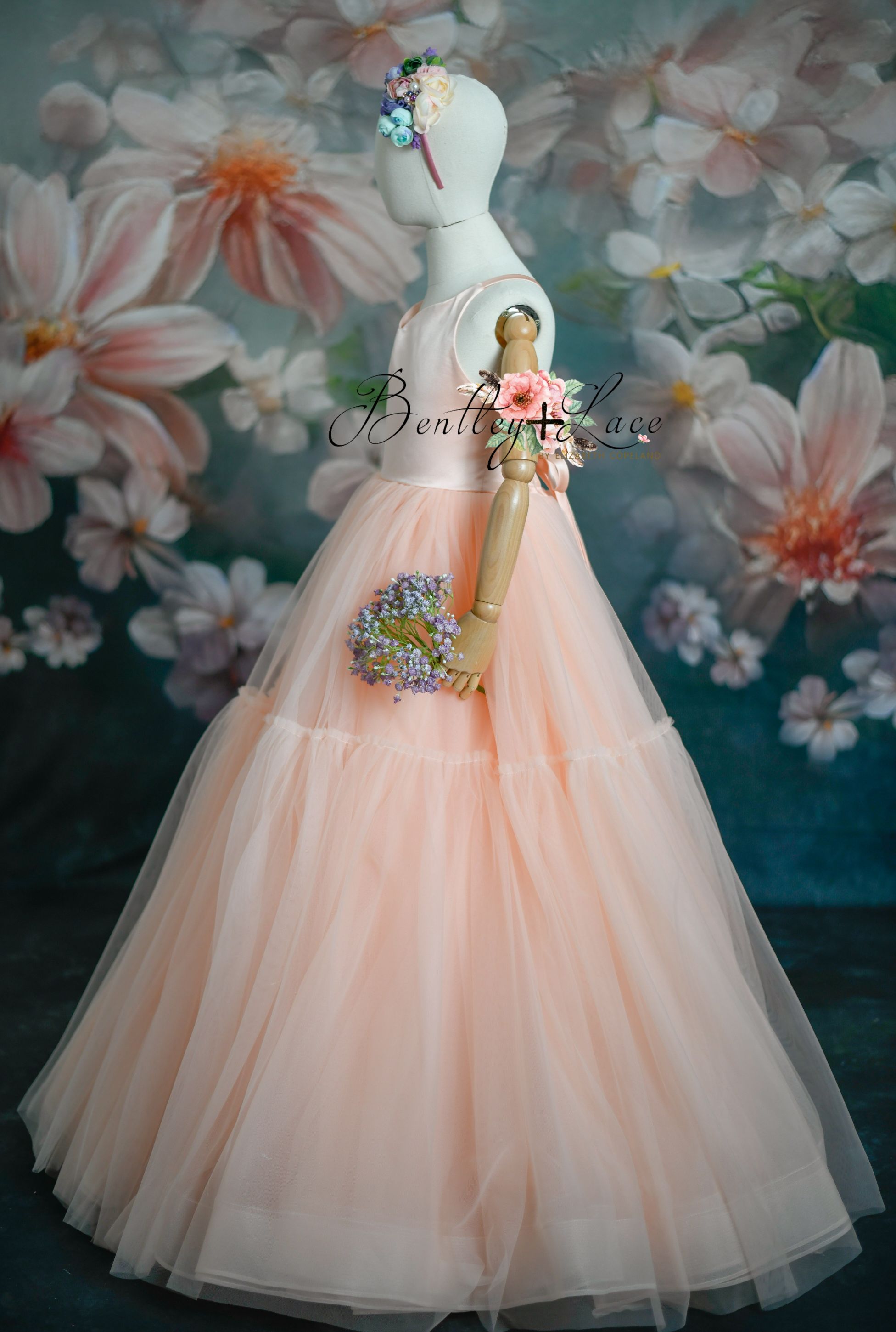 Frenchie- Peach Floor Long Gown (7-8 year)