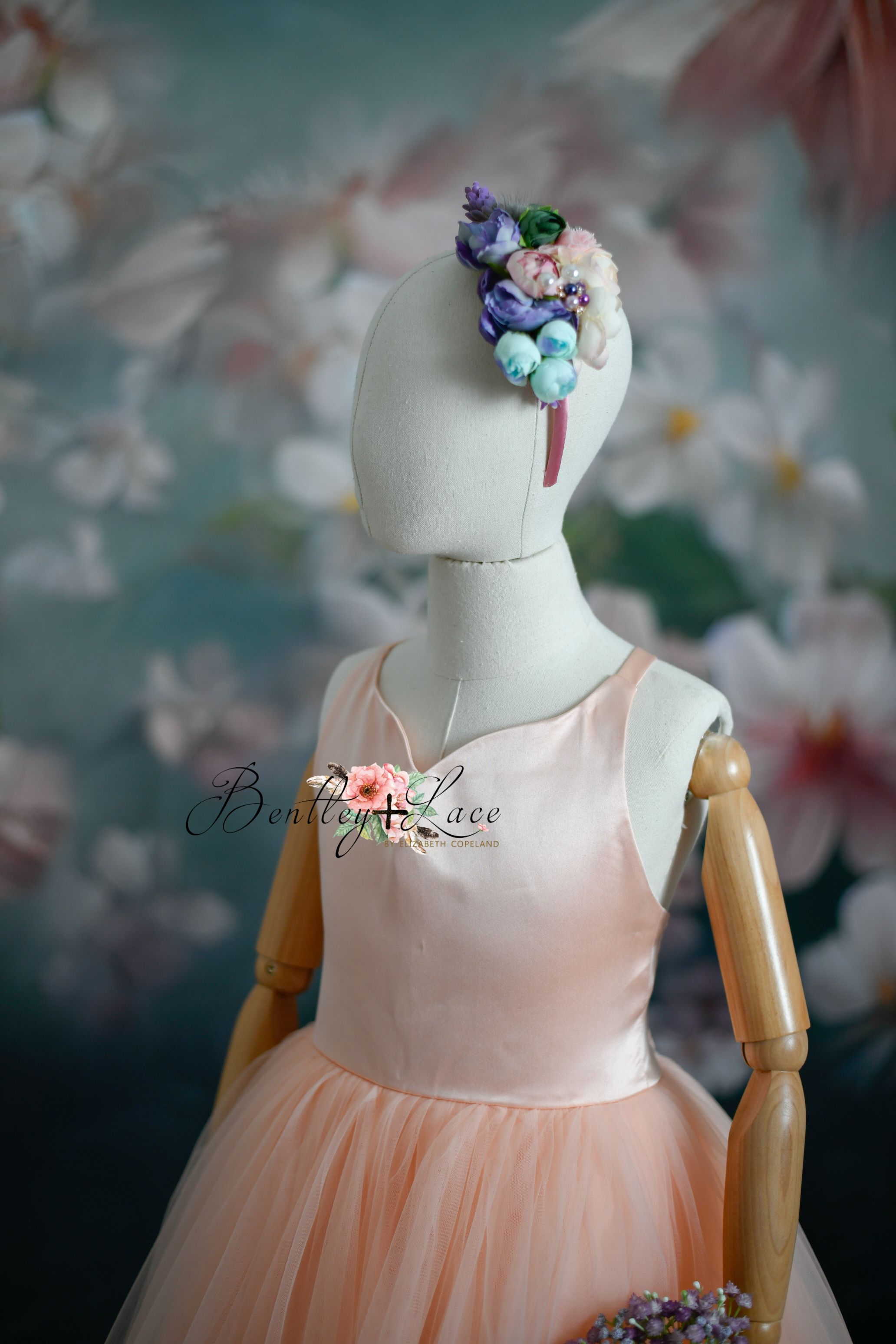 Frenchie- Peach Floor Long Gown (7-8 year)