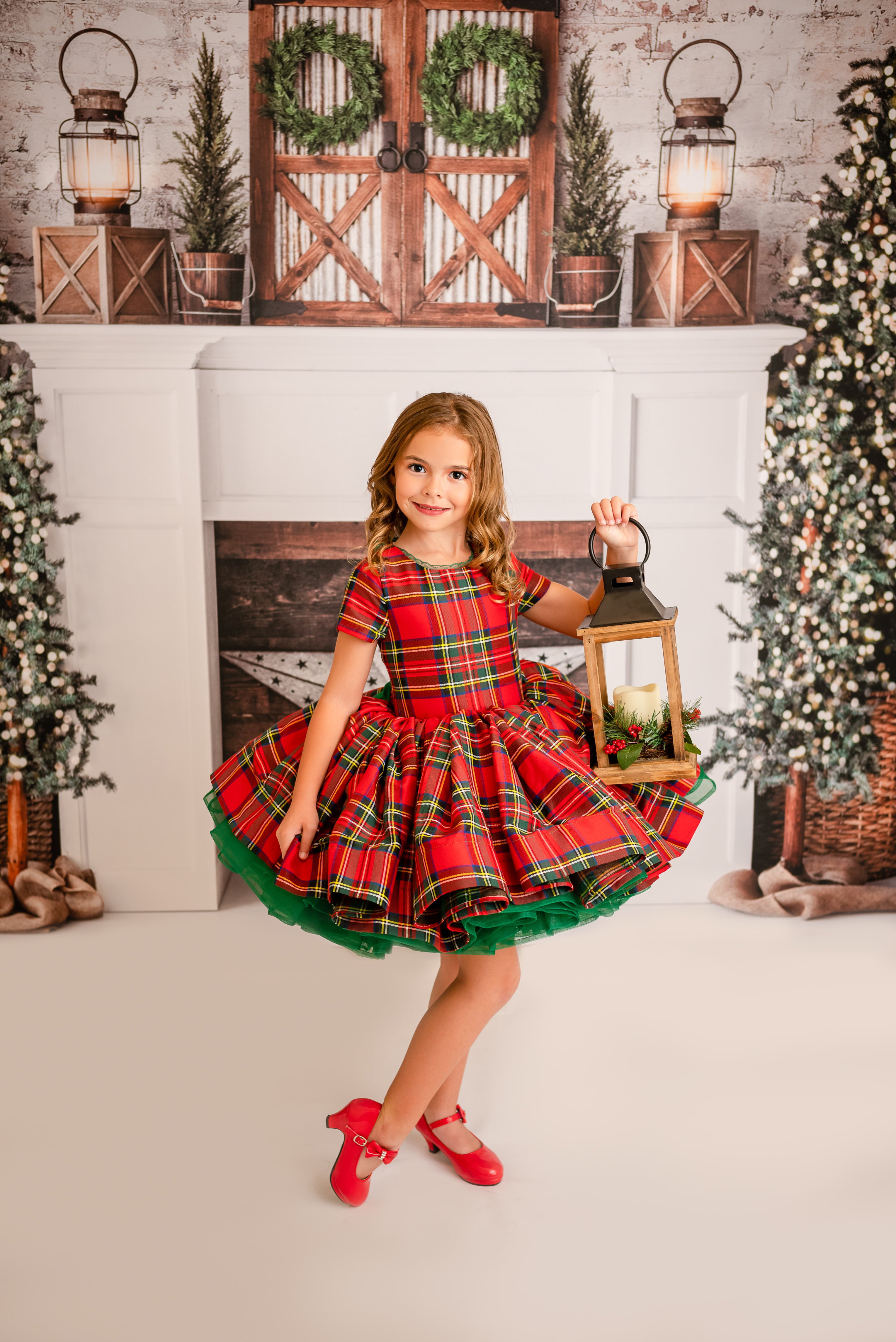 Couture gown rental: "Darling Plaid" Red Vintage Dress Cap Sleeve ( 5 Year - Petite 6 Year)